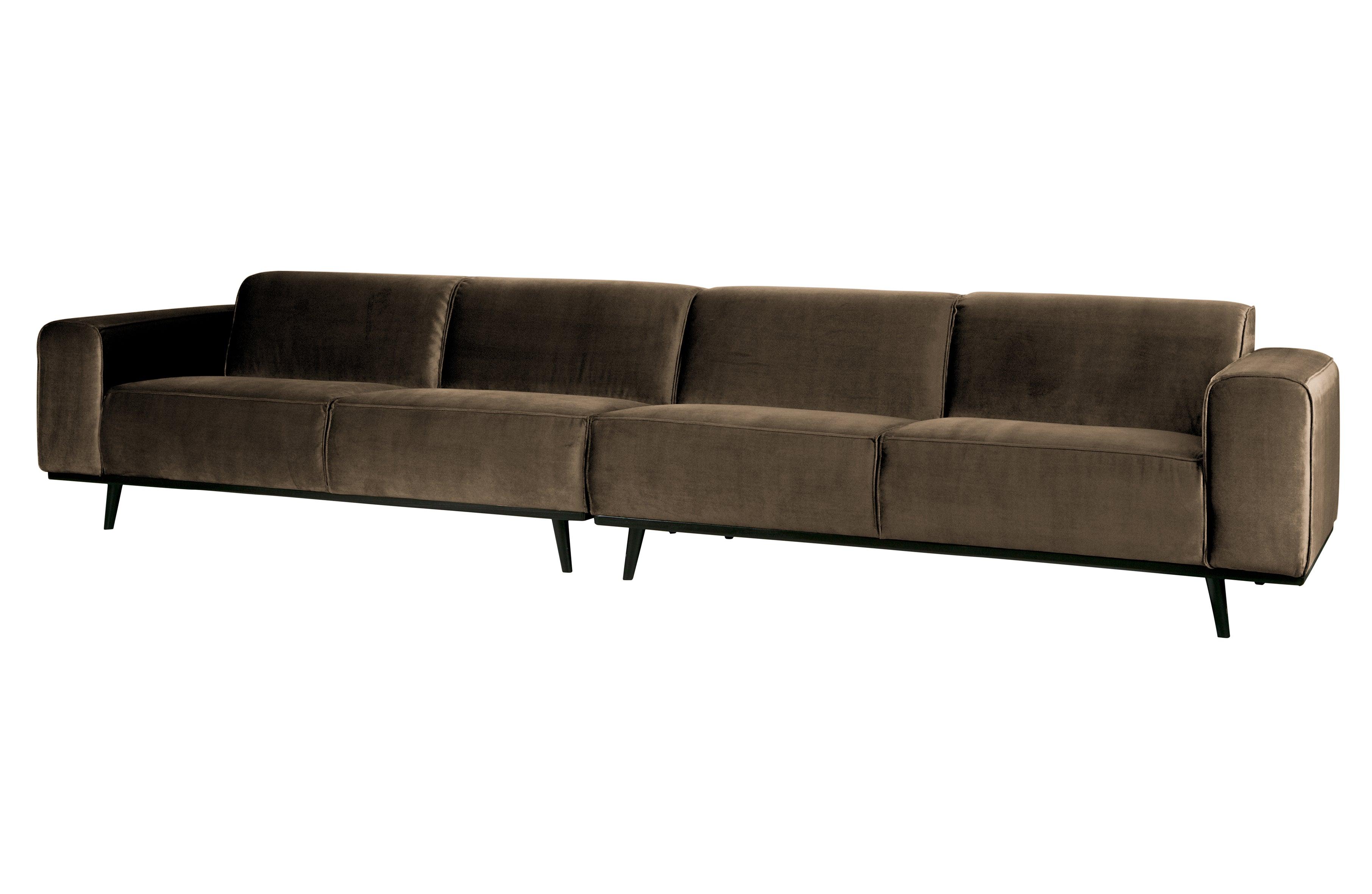 Sofa aksamitna 4-osobowa STATEMENT ciemnobrązowy do salonu – Woood