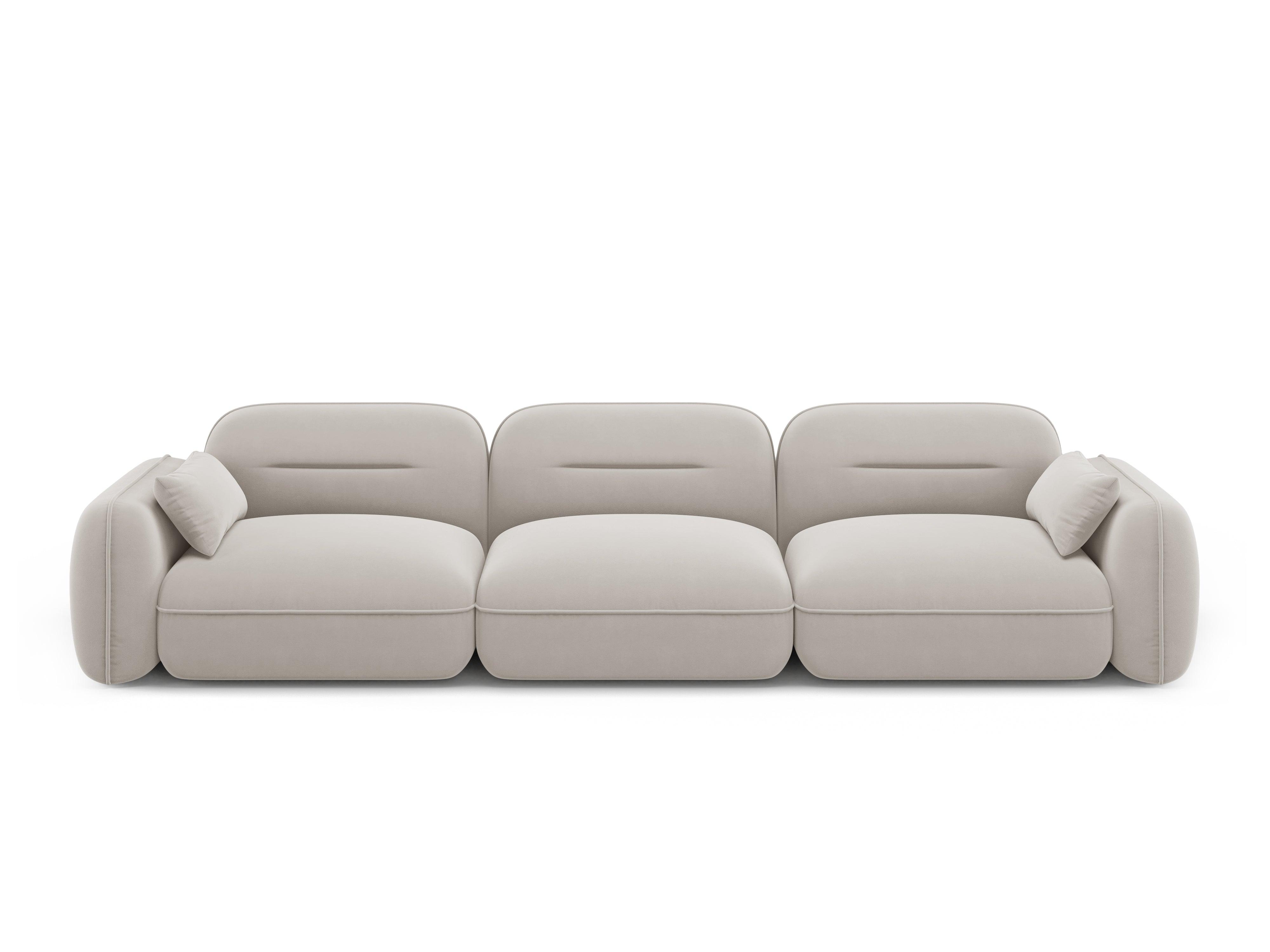 Sofa aksamitna 4-osobowa SYDNEY kość słoniowa – styl nowoczesny
