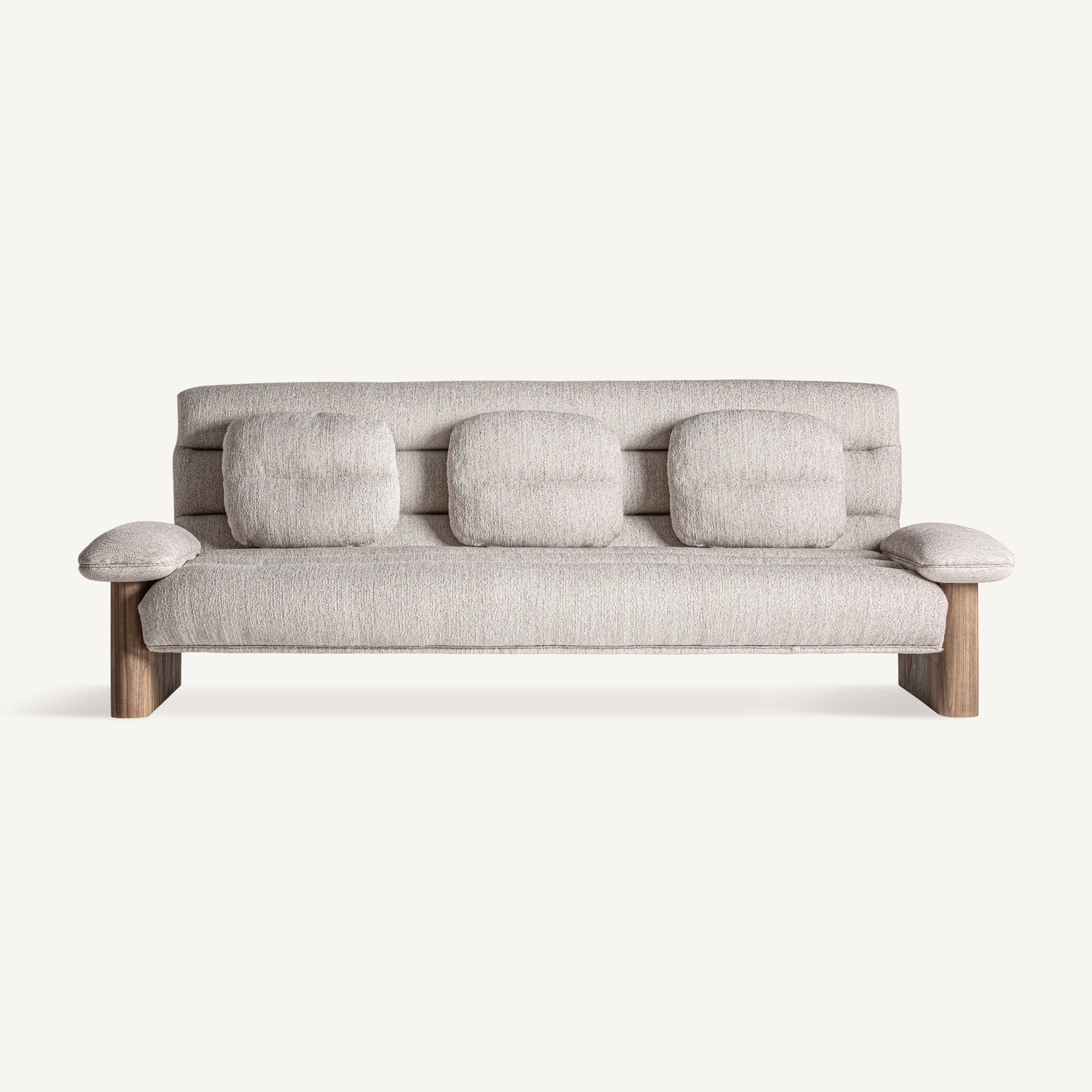 Sofa met kussens JACQUARD beige met houten basis