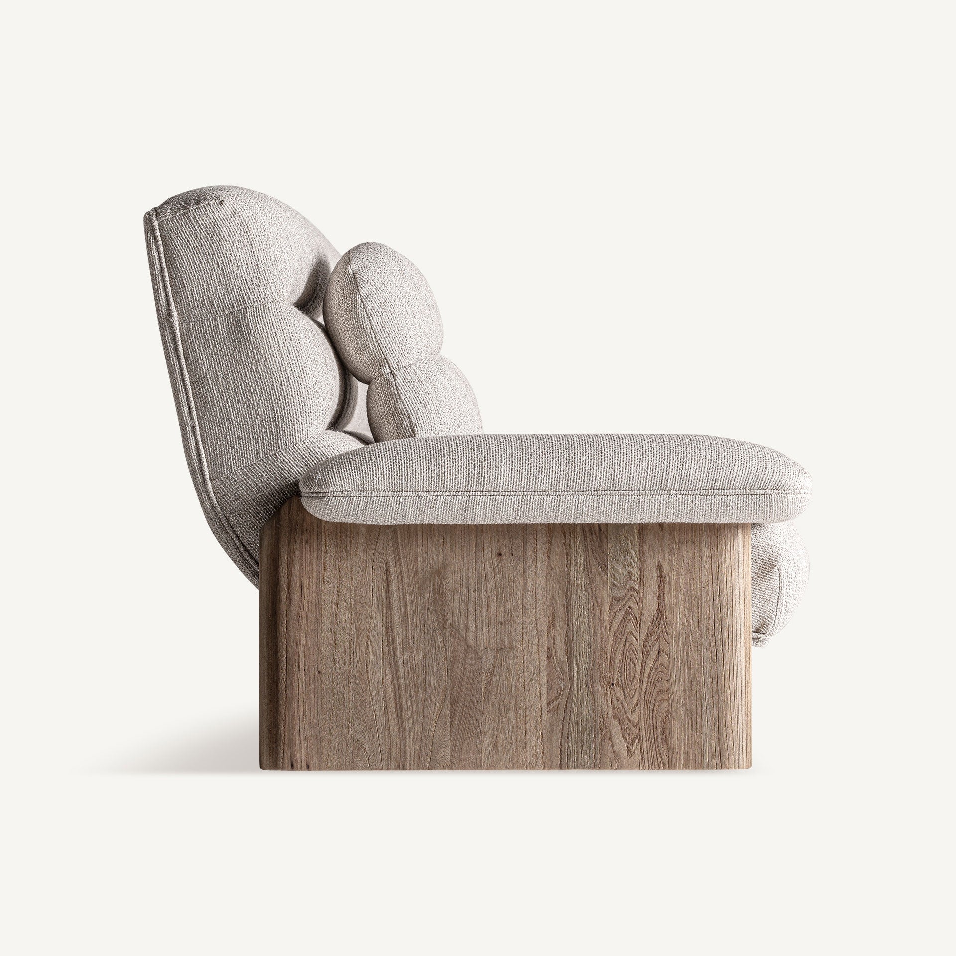 Sofa met kussens JACQUARD beige met houten basis