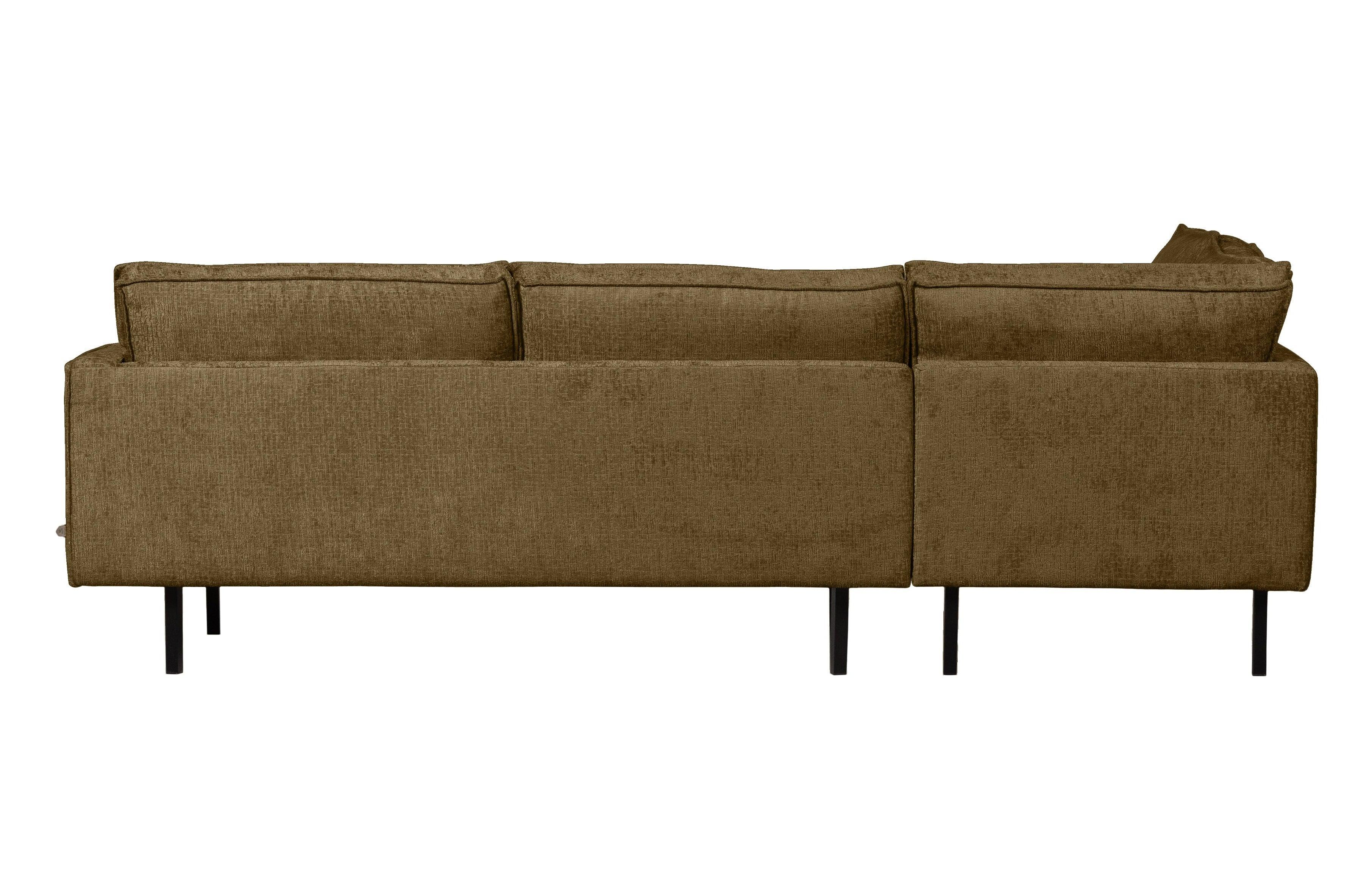 Sofa narożna welurowa lewostronna RODEO brązowy – styl minimalistyczny
