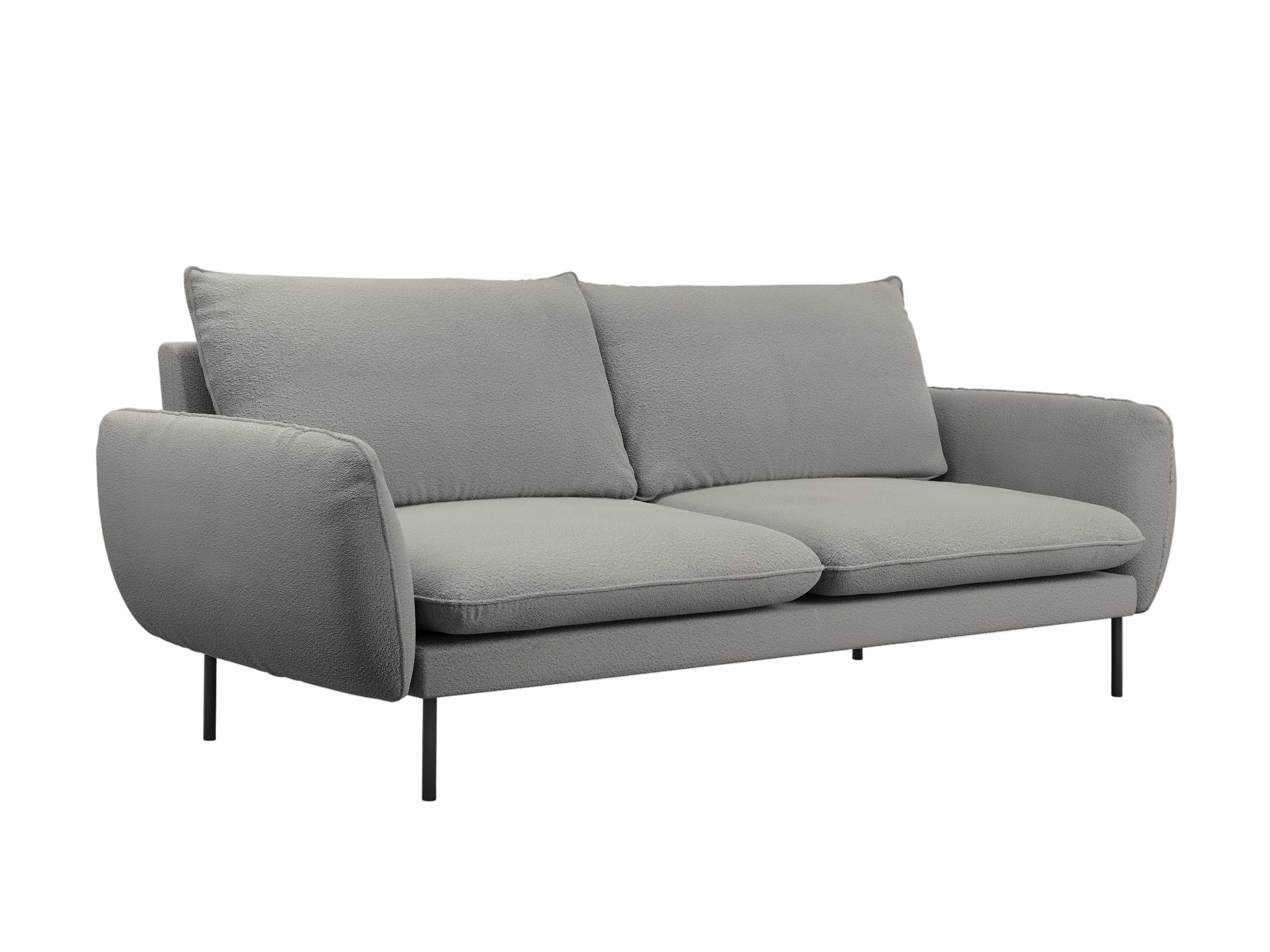 Sofa w tkaninie boucle 4-osobowa VIENNA szary z czarną podstawą Cosmopolitan Design    Eye on Design