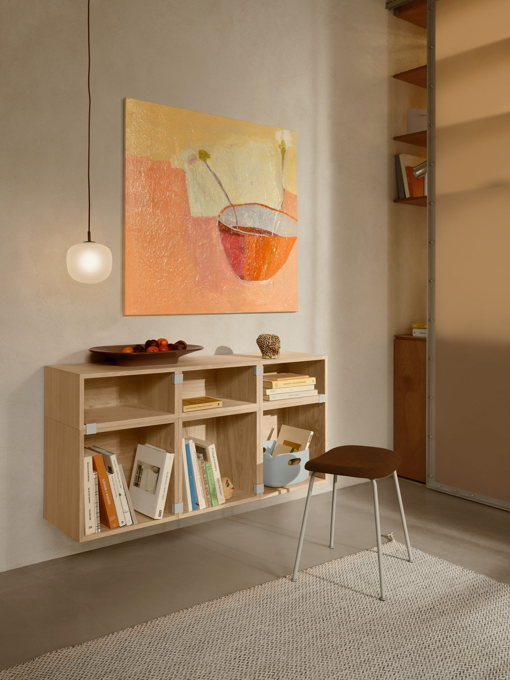 FIBER stool personalized with upholstered seat