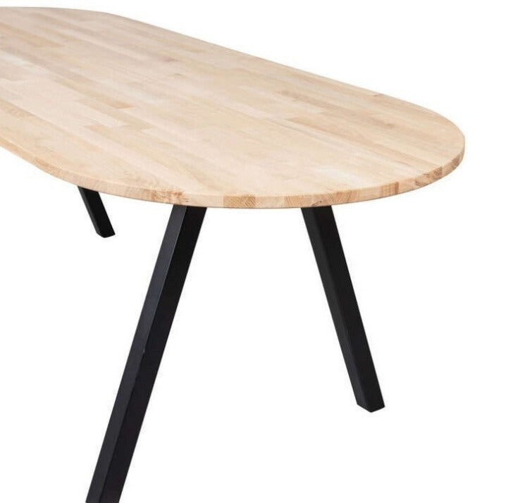 Ovale tafel TABLO eiken met een V-vormige basis