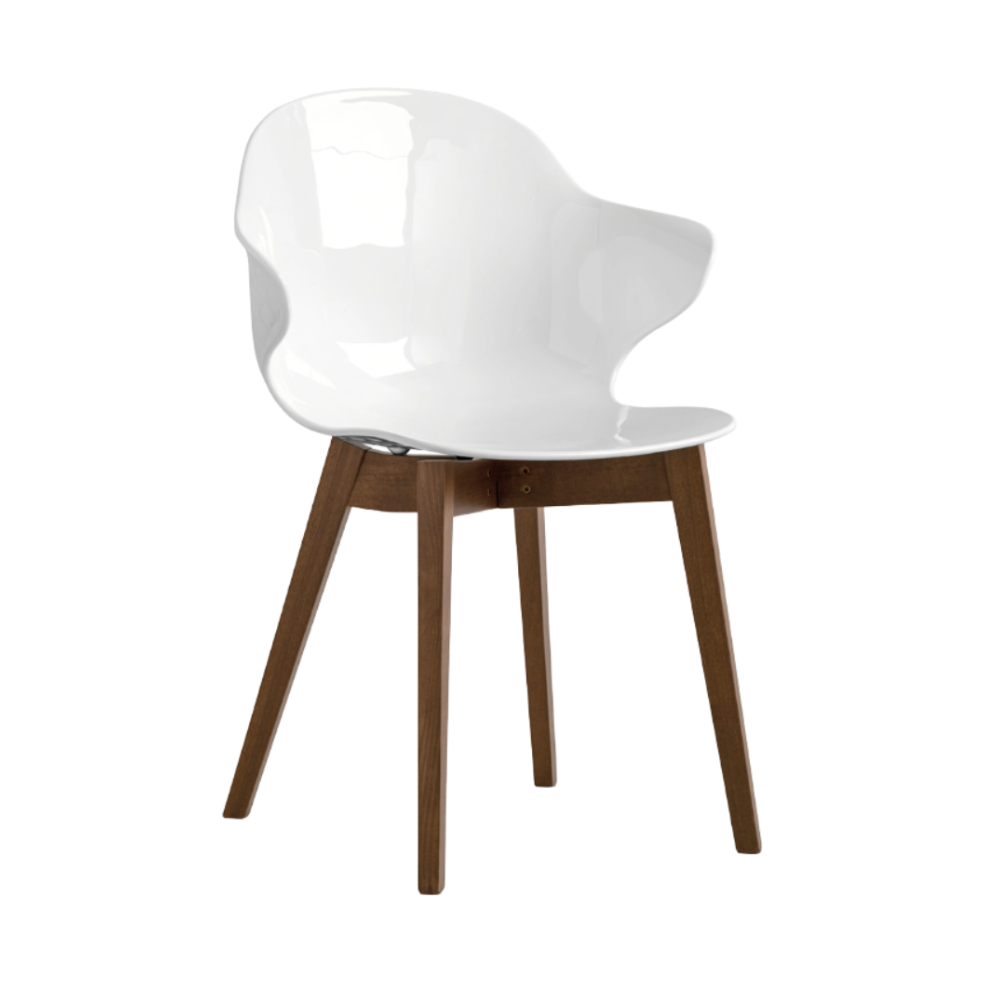 Stoel SAINT TROPEZ met witte zitting en donkere houten basis