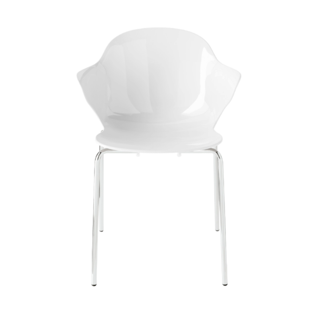 SAINT TROPEZ Chair with White Seat and Chrome Metal Base