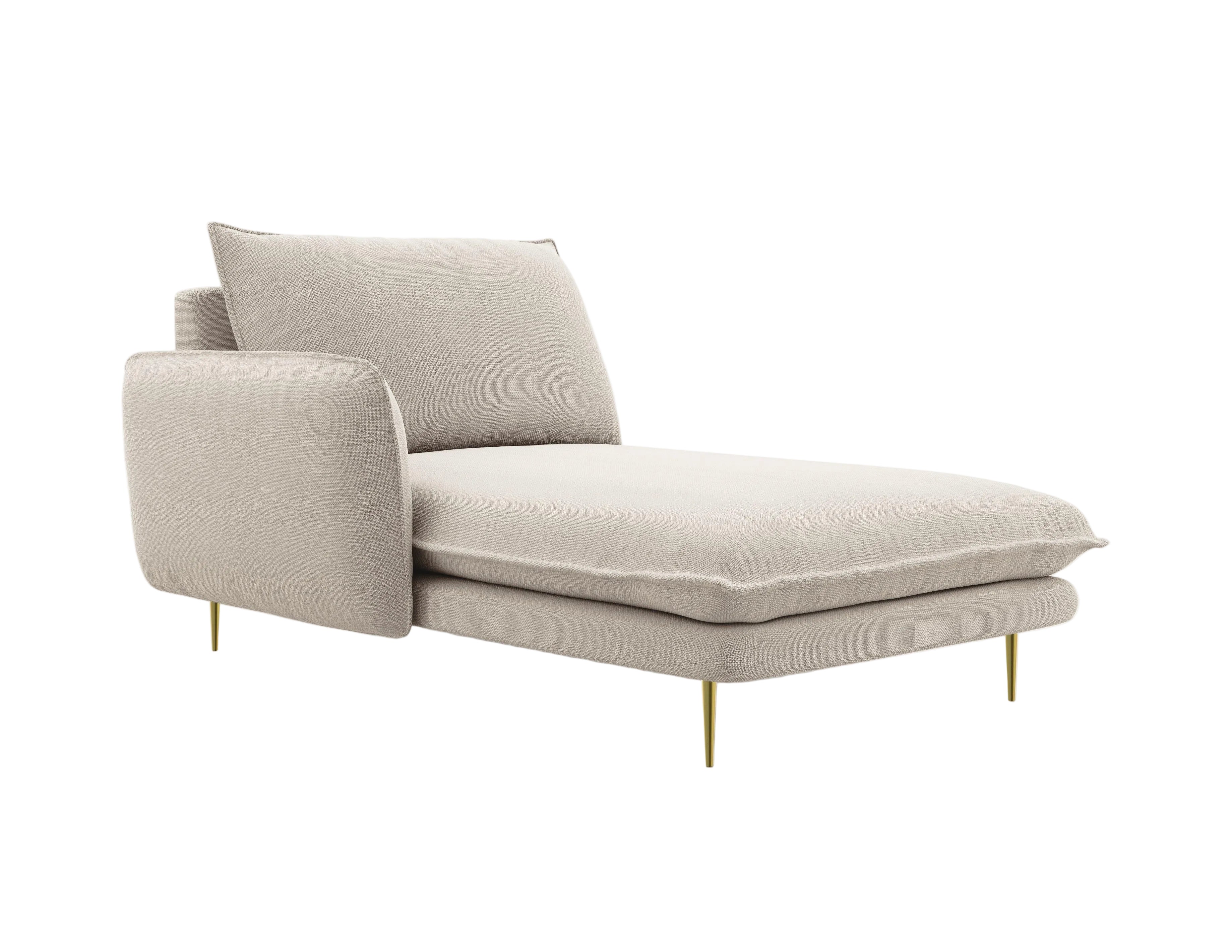 Szezlong lewostronny VIENNA piaskowy ze złotą podstawą Cosmopolitan Design    Eye on Design