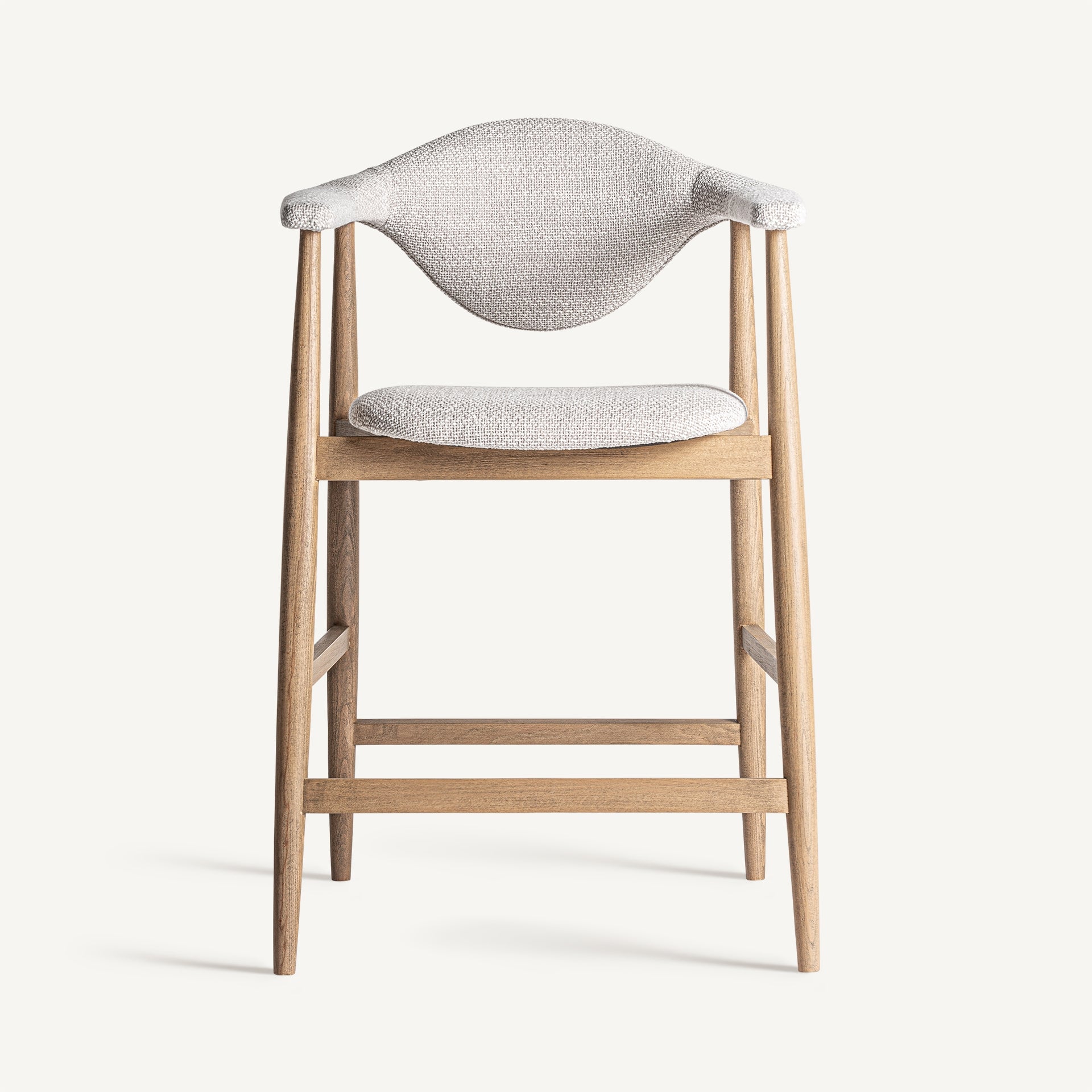Barhocker DILBEEK beige mit Buchenbasis