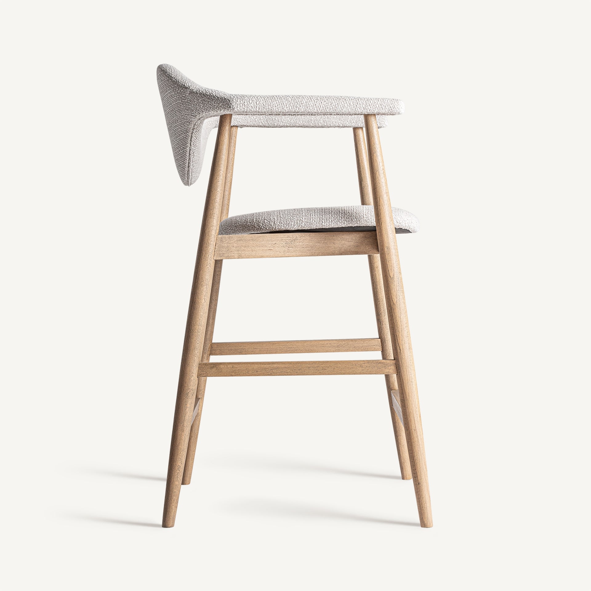 Barhocker DILBEEK beige mit Buchenbasis