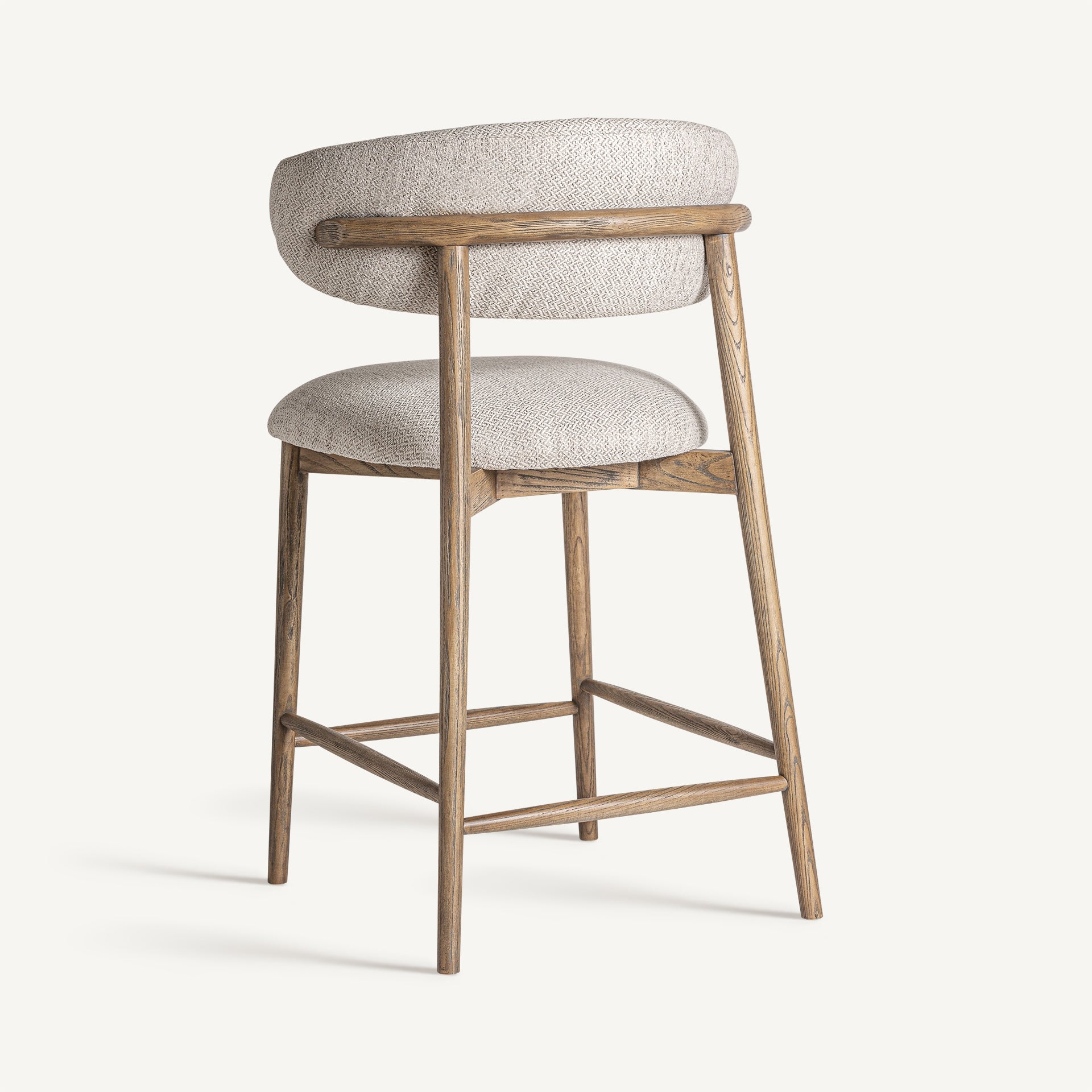 Barkruk ERLEC beige met een donkere essen basis