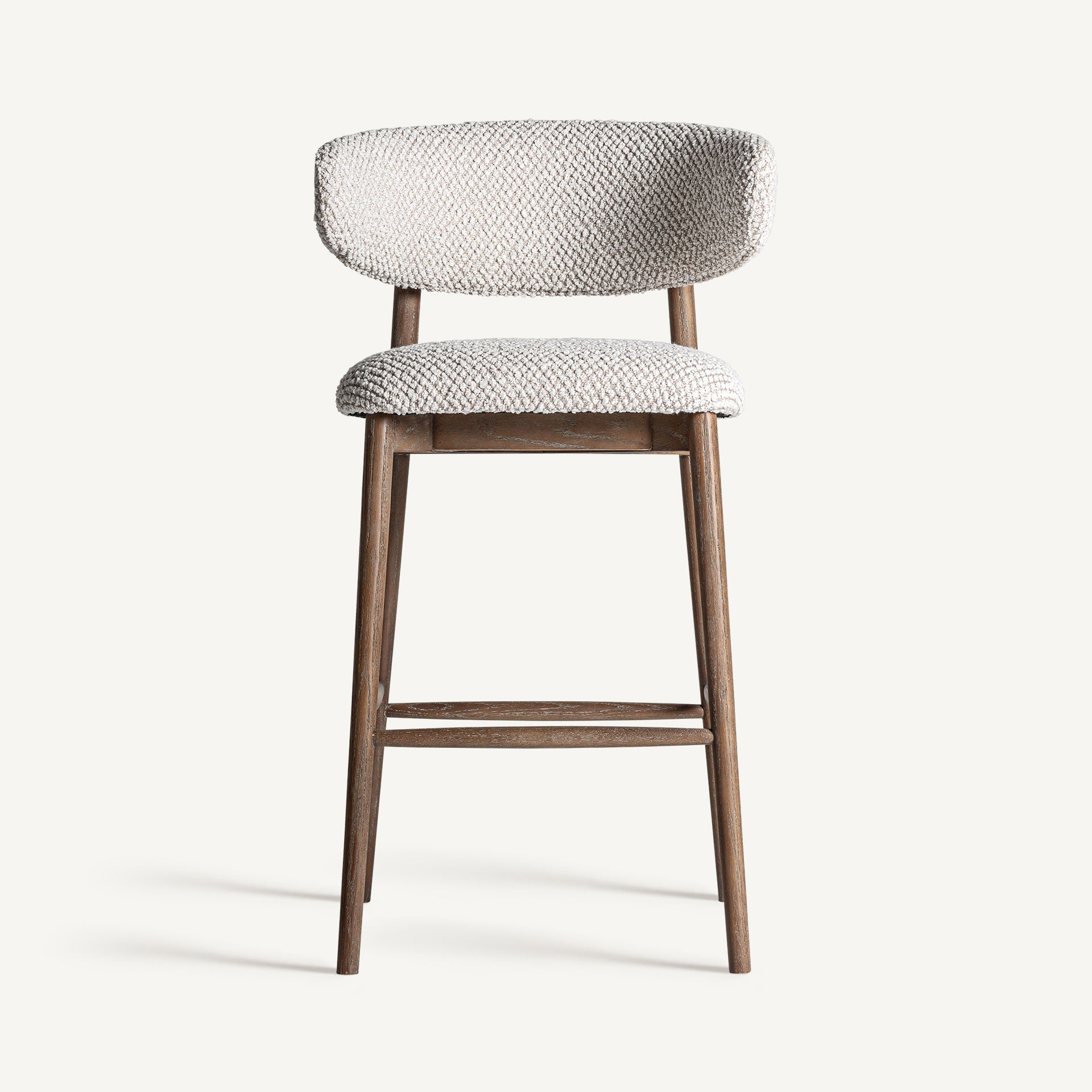 Hocker ERLEC jasbeige mit dunklem Eschenfuß