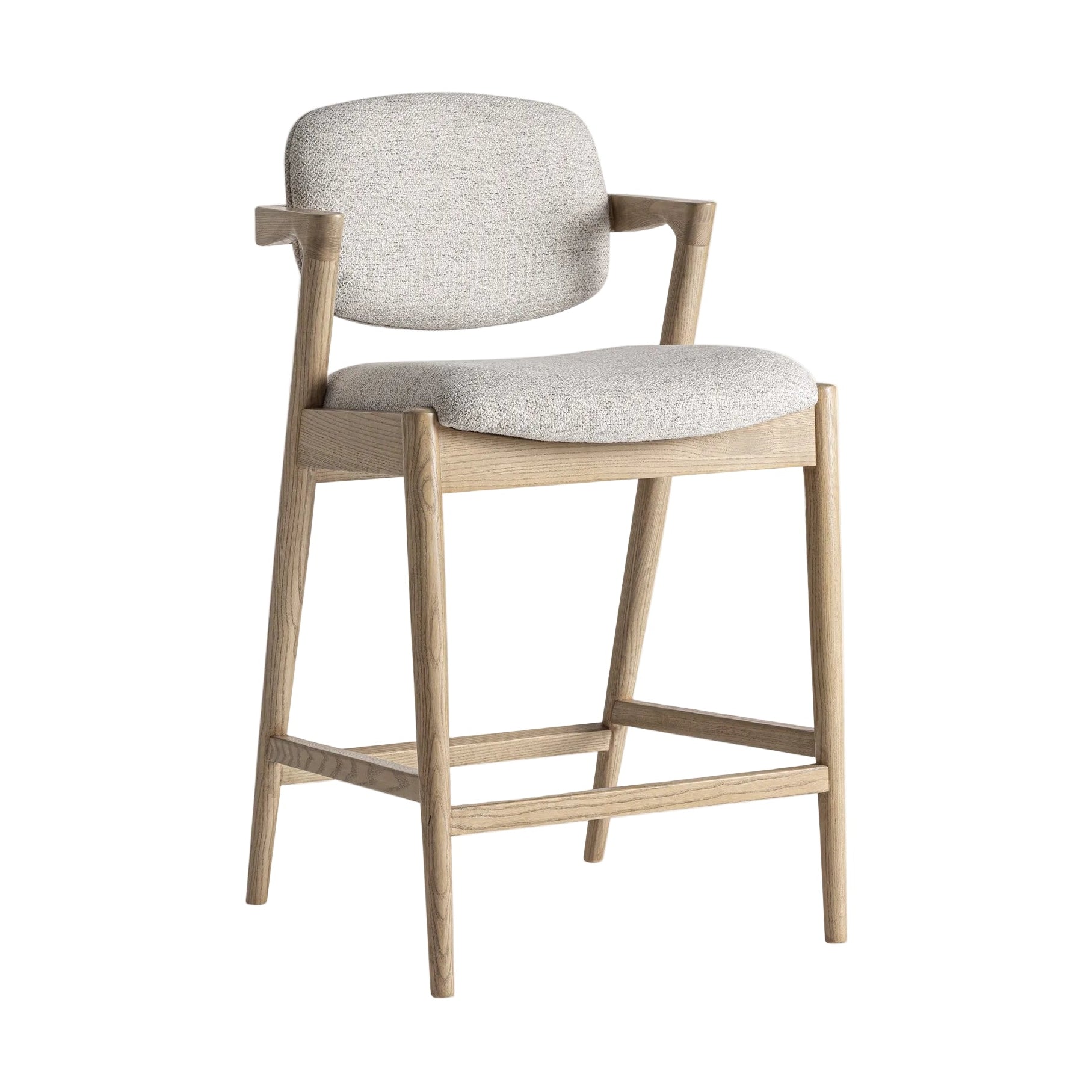 Barhocker NAMUR beige mit Eschenbasis