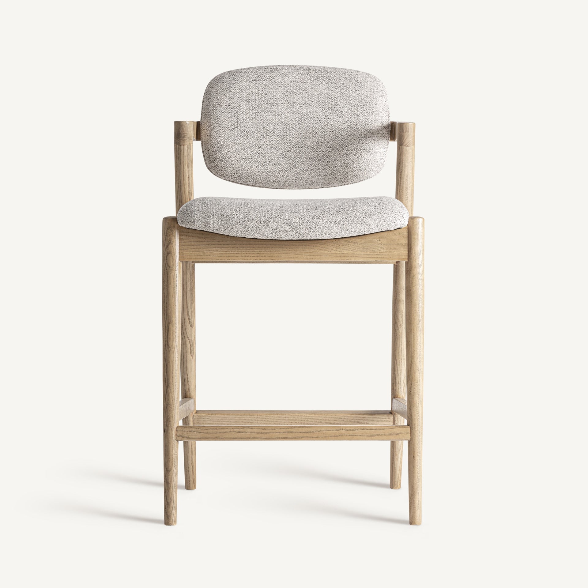 Barhocker NAMUR beige mit Eschenbasis