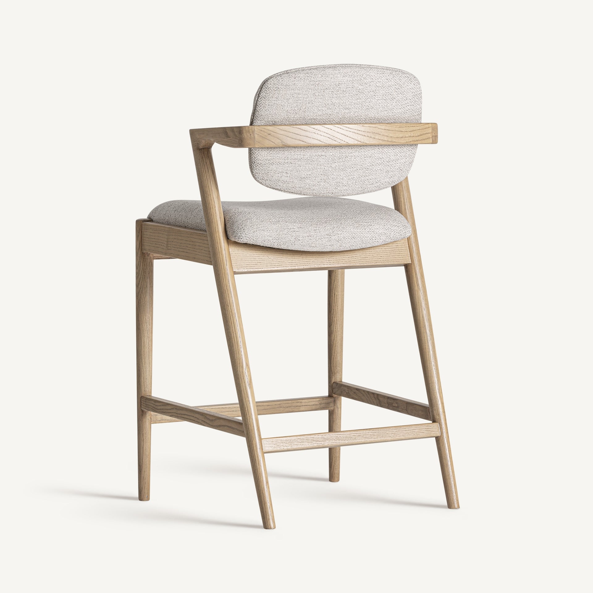 Barhocker NAMUR beige mit Eschenbasis
