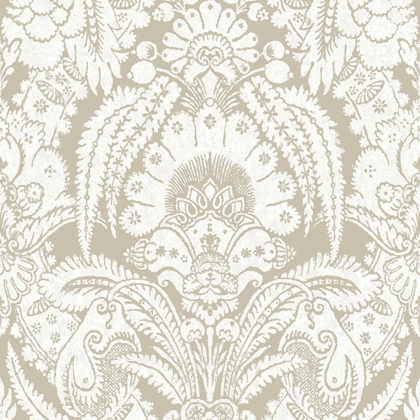 Tapeta ALBEMARLE - Chatterton biały na ciemnym beżu Cole & Son    Eye on Design