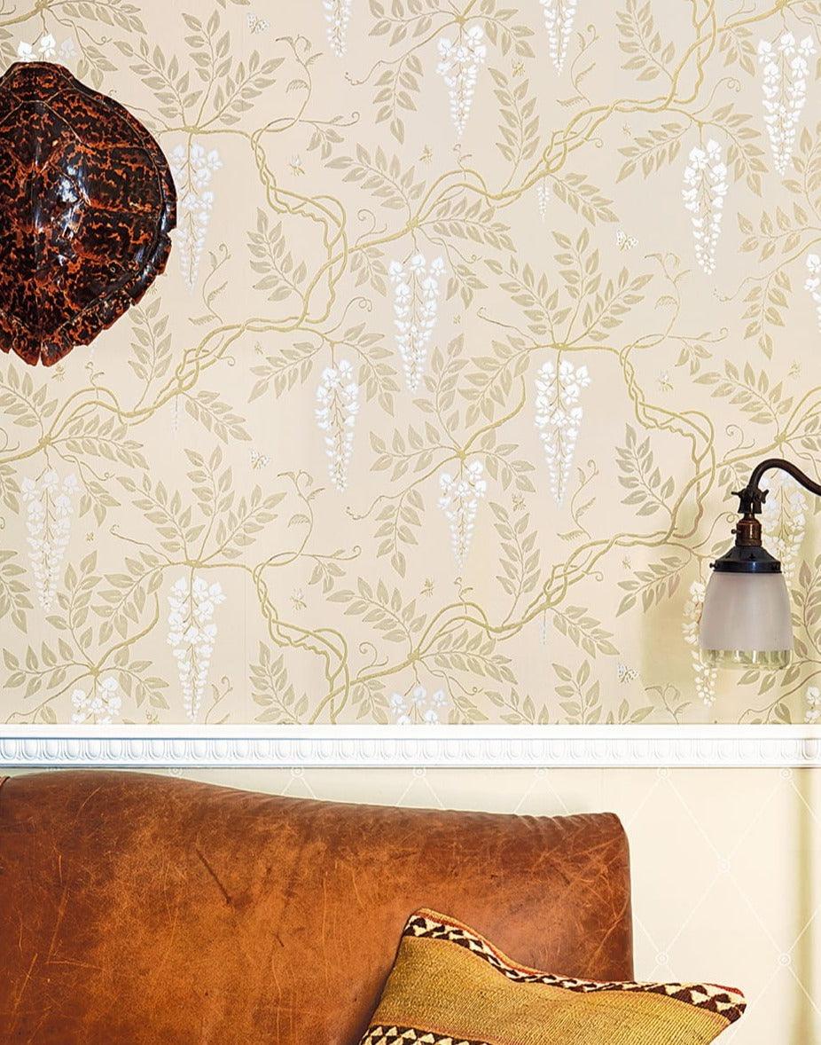 Wallpaper with wisteria tree plant motif ARCHIVE ANTHOLOGY - Egerton white