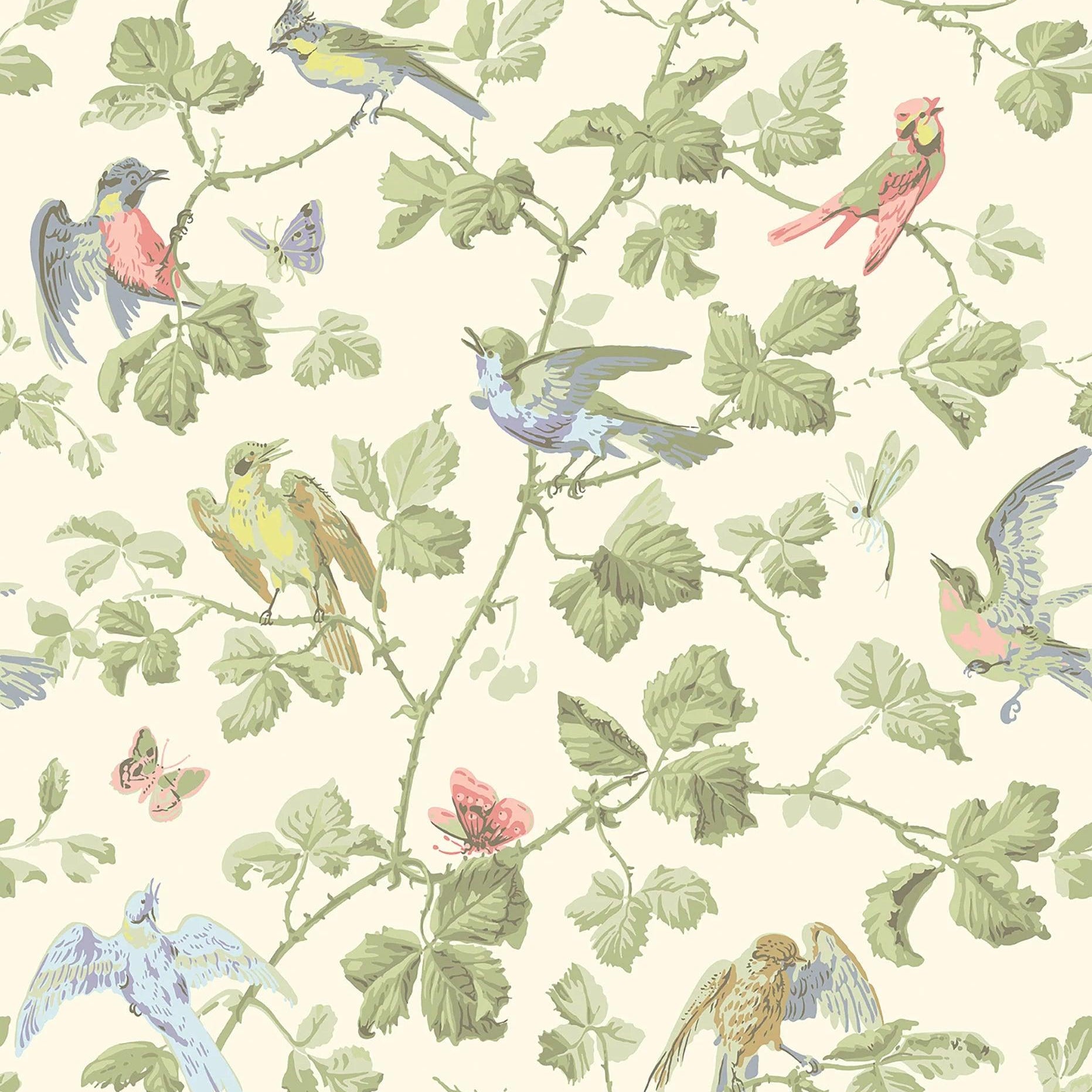 Tapeta ARCHIVE ANTHOLOGY - Winter Birds oliwkowy na bieli Cole & Son Default Title   Eye on Design