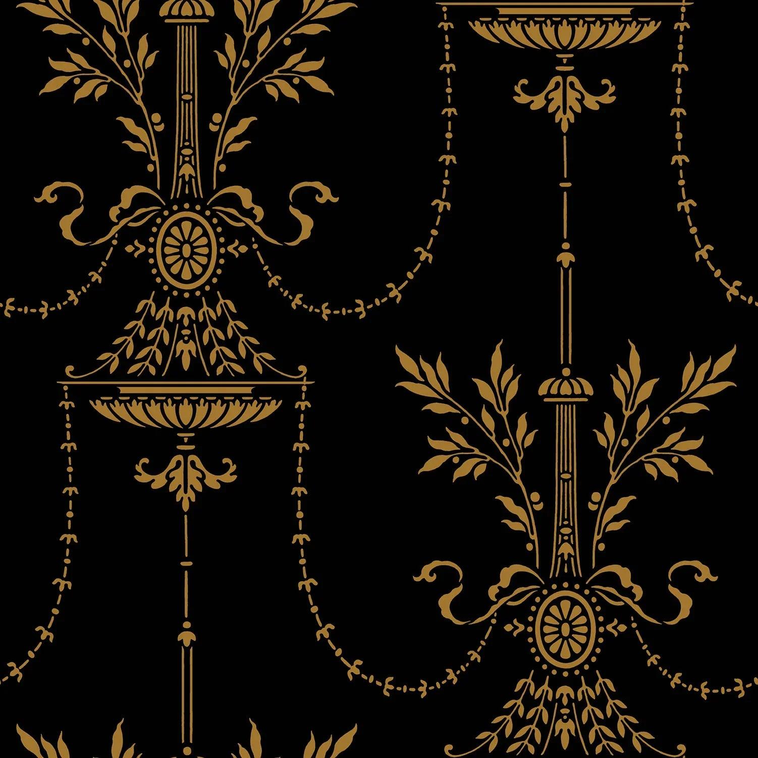 Tapeta ARCHIVE TRADITIONAL - Dorset metaliczny brąz na czarnym Cole & Son    Eye on Design