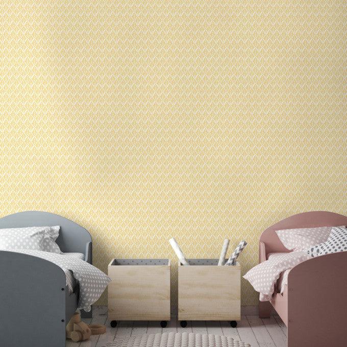 Behang met geometrisch patroon van plantachtige bladeren ARCHIVE TRADITIONAL - Lee Priory rood