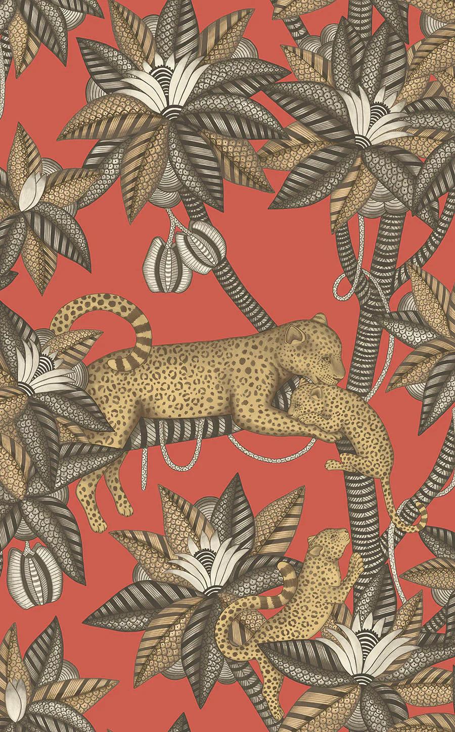 Wallpaper with plant and animal motif ARDMORE JABULA - Red Satara