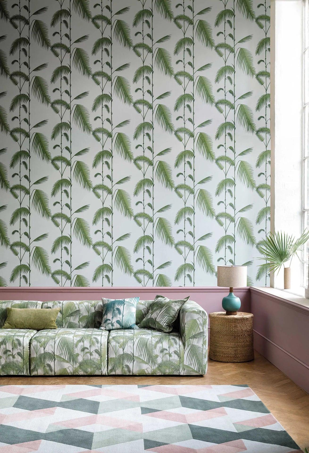 Tapeta z motywem roślinnym liści palmy CONTEMPORARY COLLECTION - Palm Leaves krem na beżu na ścianę – Cole & Son
