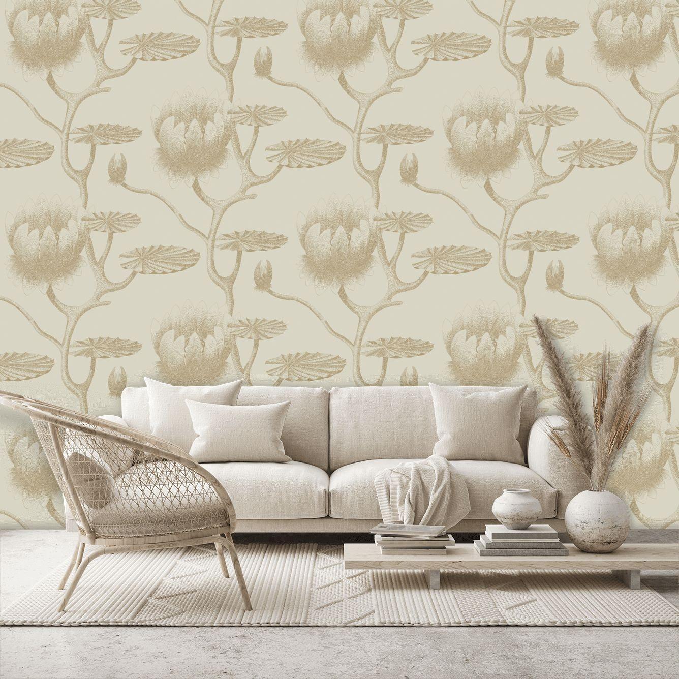Tapeta z motywem roślinnym CONTEMPORARY RESTYLED - Lily piaskowy na ścianę – Cole & Son