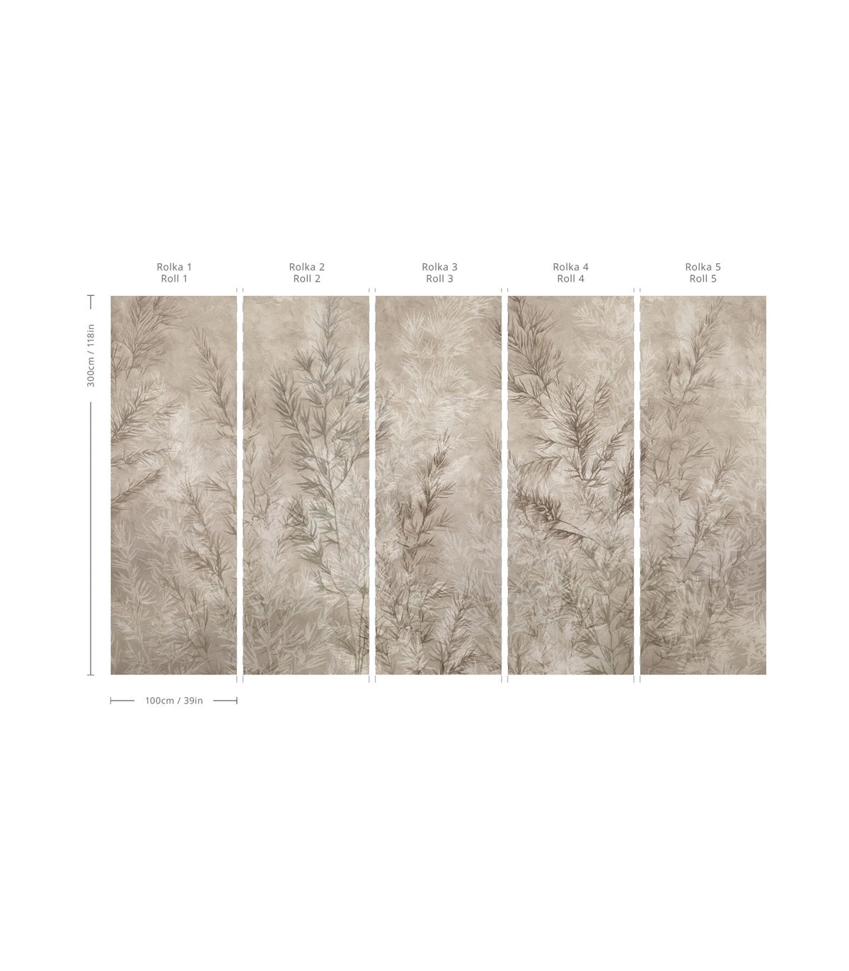 Beige behang met plantmotief droog gras