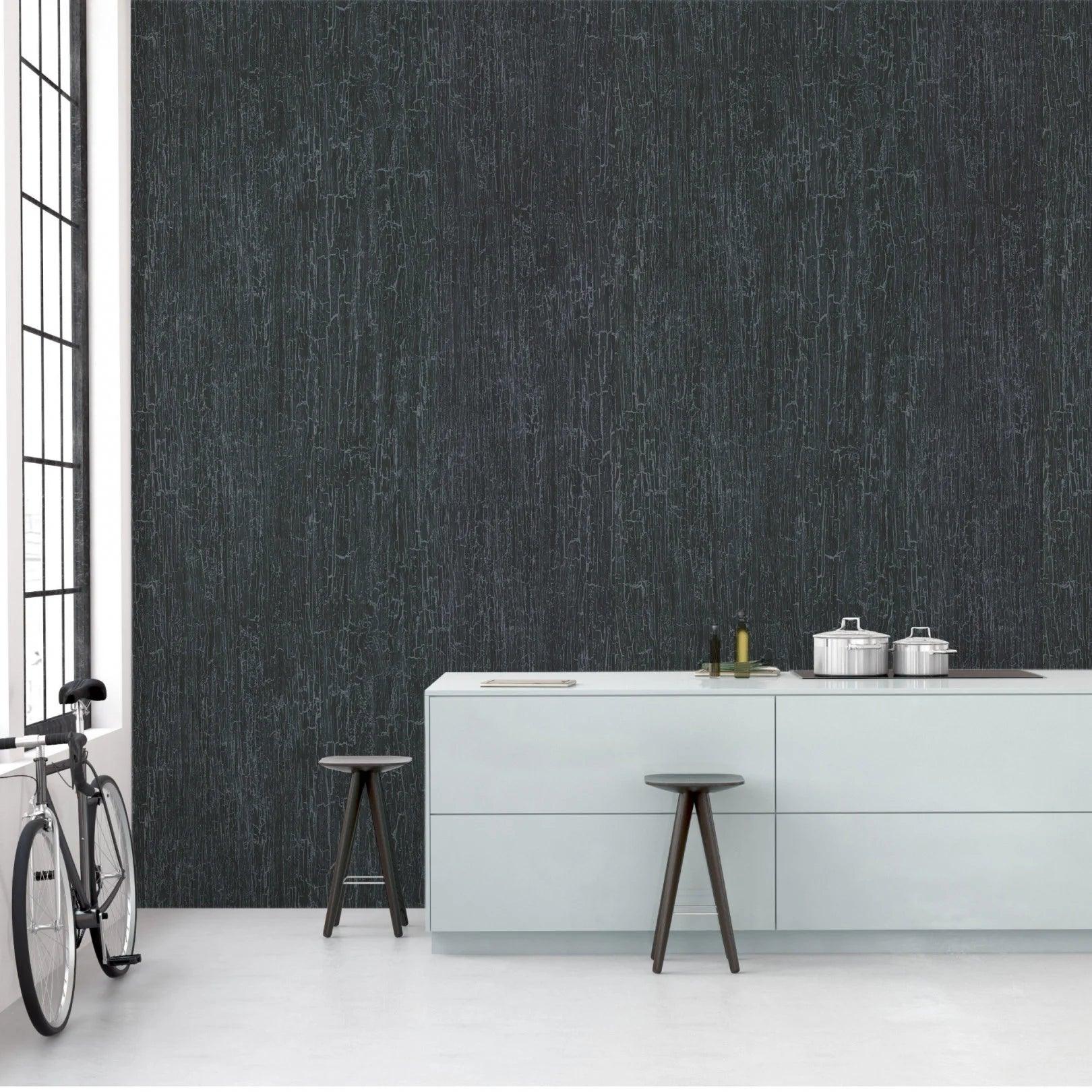 Wallpaper imitating a cracking surface FOUNDATION - Metallic brown crackle