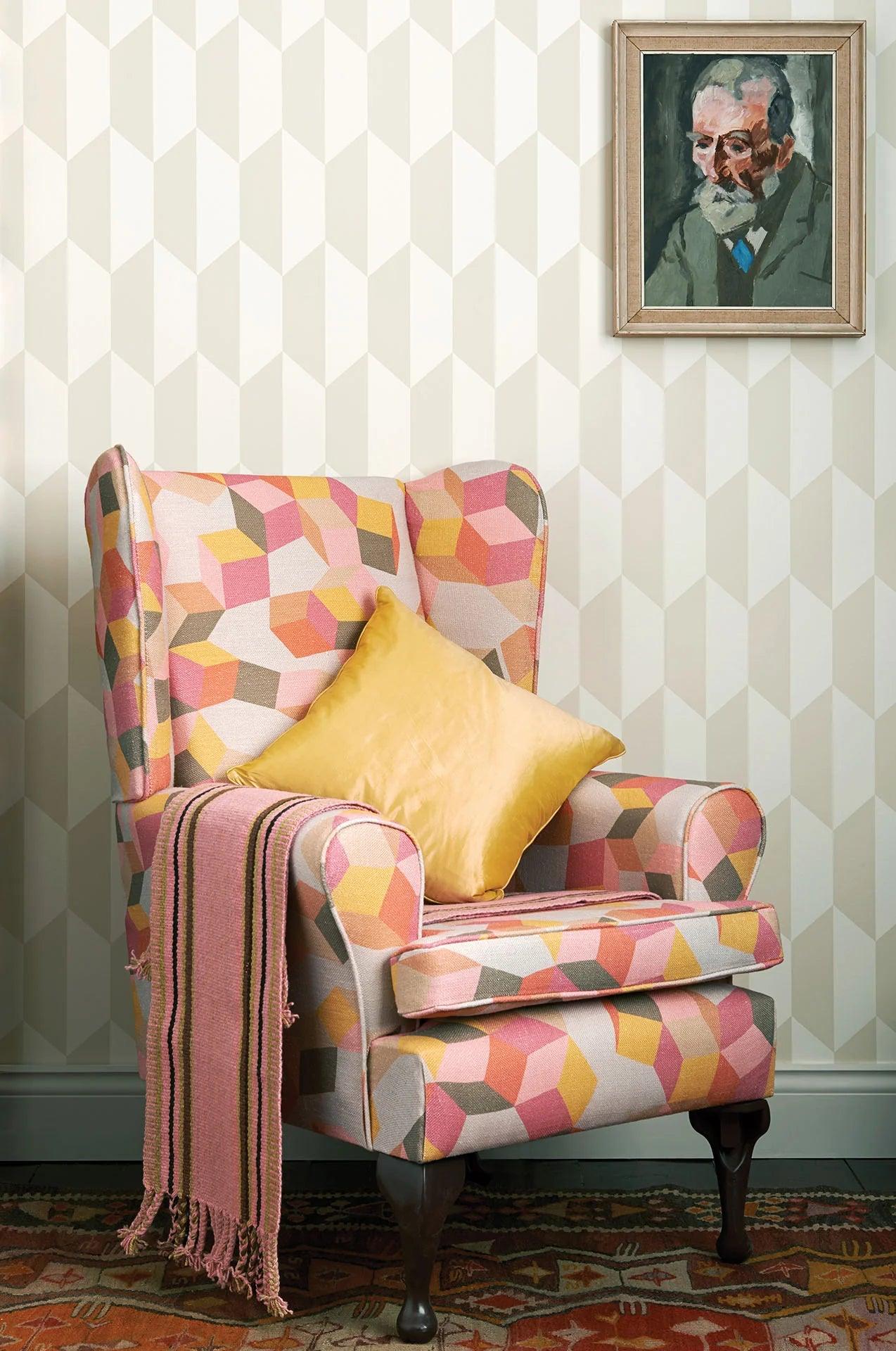 Wallpaper with a geometric hexagon pattern GEOMETRIC II - Blue Tile