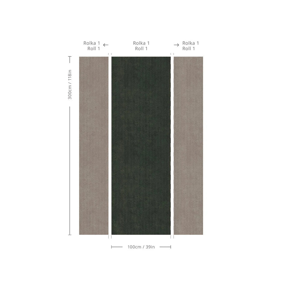 Tapete mit geometrischem Fischgrätmuster HERRINGBONE GREEN grün