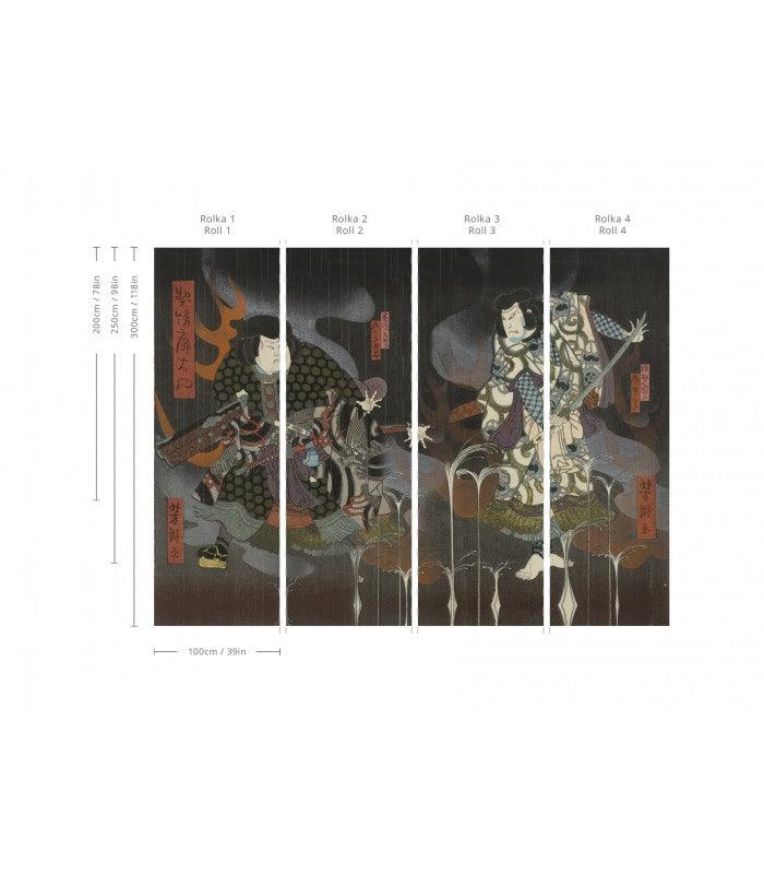 Tapeta flizelinowa z motywem wojownika MIDNIGHT WARRIOR ciemnoszary, marka Wallcolors
