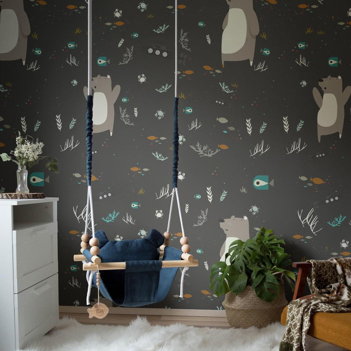 Tapeta UNDERWATER BEAR BLACK Wallcolors    Eye on Design