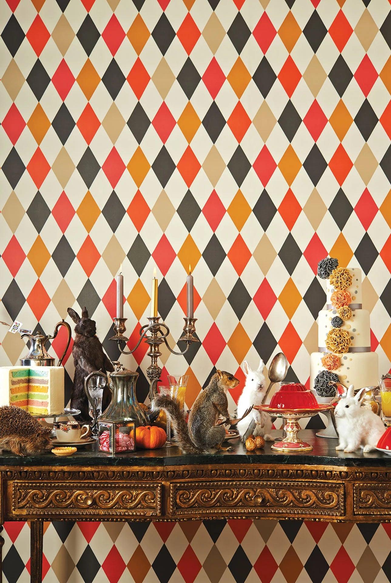 Behang met geometrisch patroon WHIMSICAL - Punchinello beige