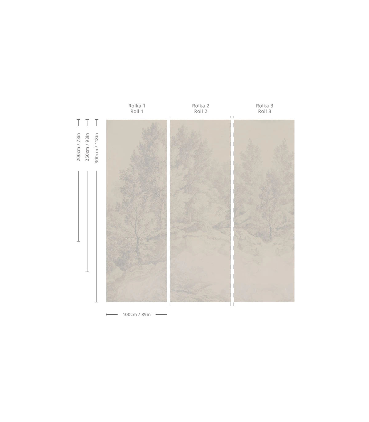 Tapete mit Baumlandschaft FLÜSTERNDE BÄUME BLAU