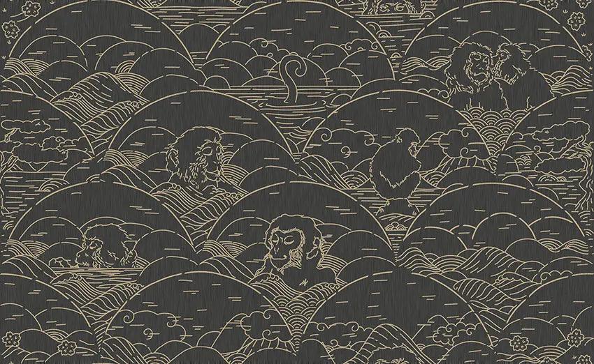 Tapeta z dżinsu INDIGO MACAQUE - IVORY na ścianę – Arte