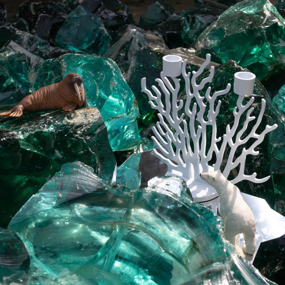 Tenochtitlan candlestick turquoise