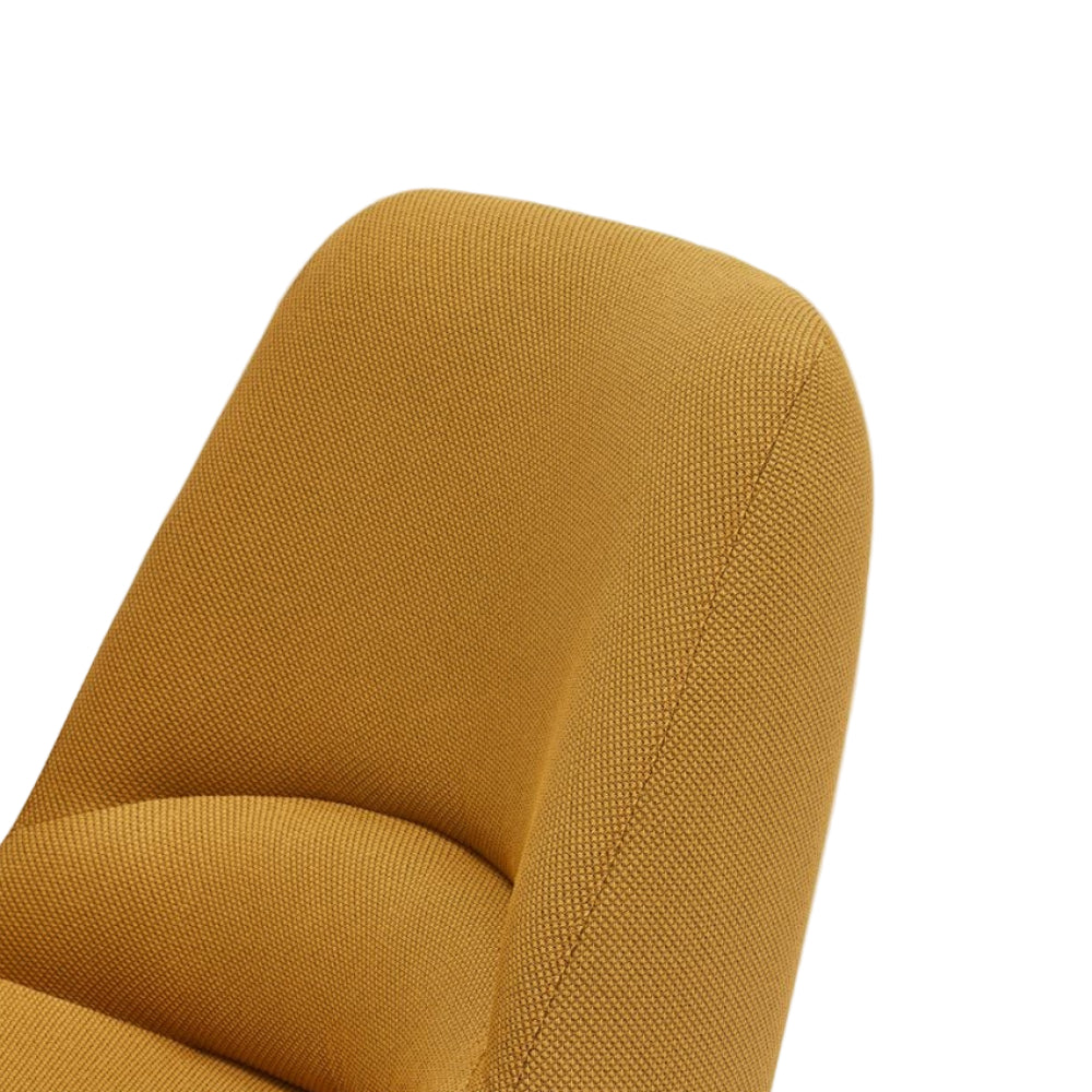 DINS mustard armchair with a black wooden base