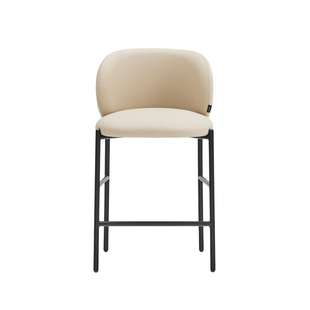 MOGI Bar Stool Beige Eco-Leather with Black Base