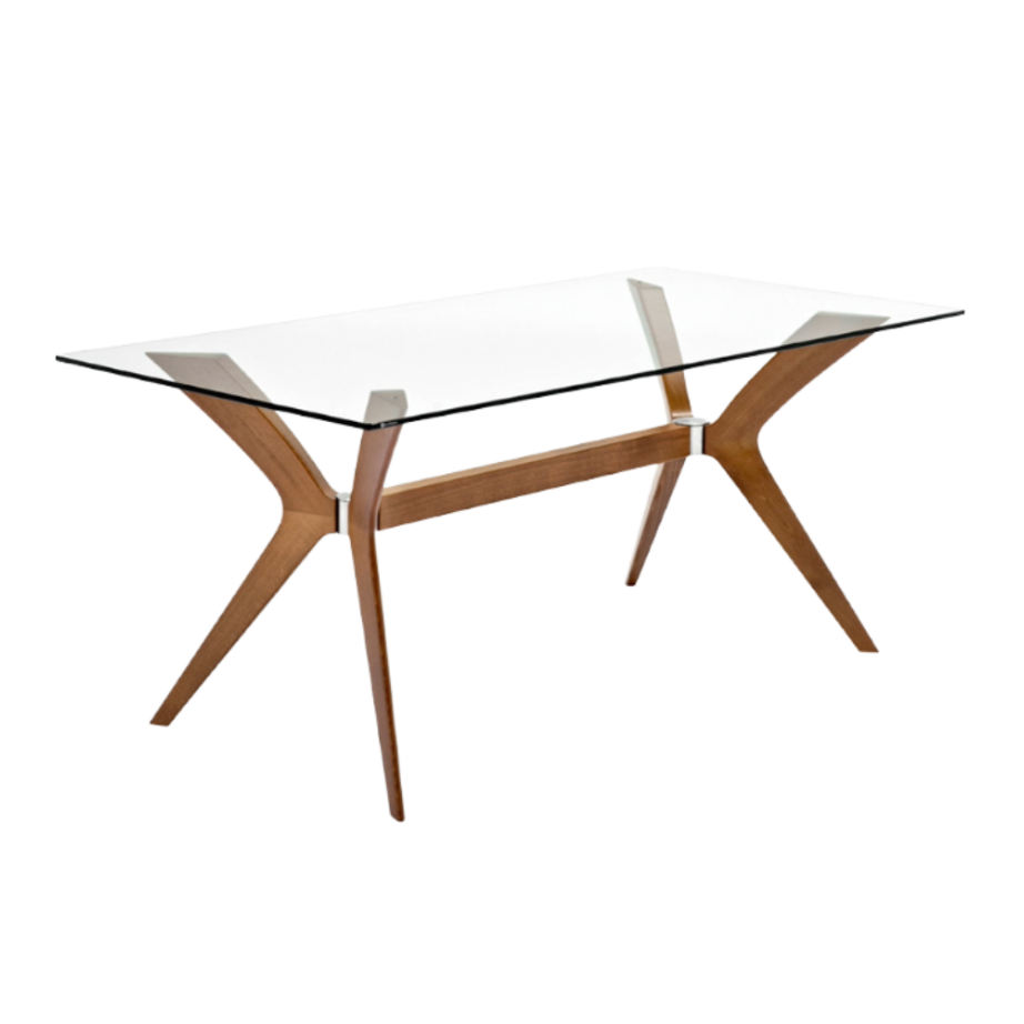 TOKYO table with glass top and walnut base