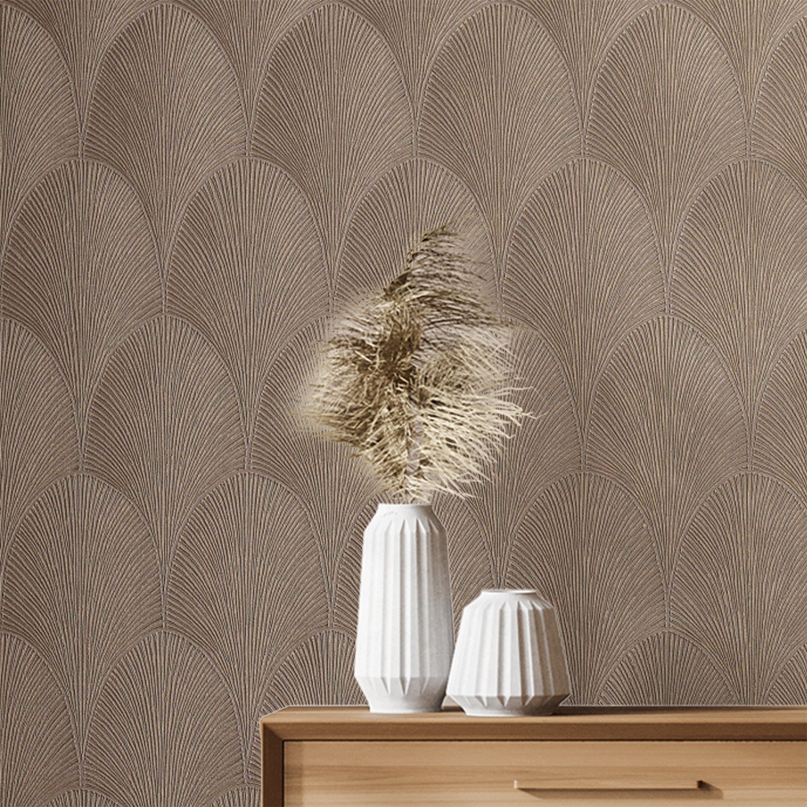 Metallische behang met abstract patroon TOURMALINE - TAUPE taupe