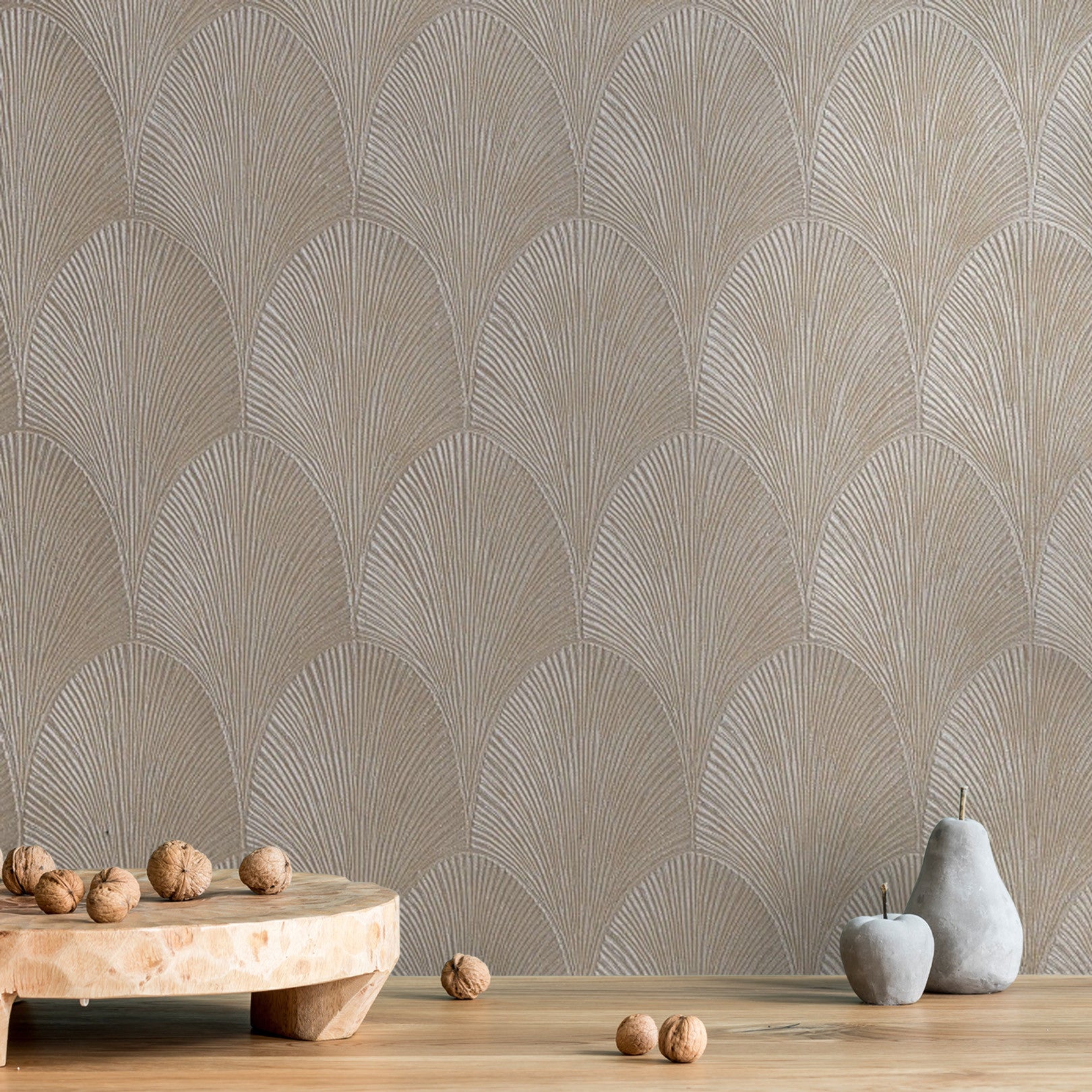 Metallic Wallpaper with Abstract Pattern TOURMALINE - ARGENT Beige-Silver