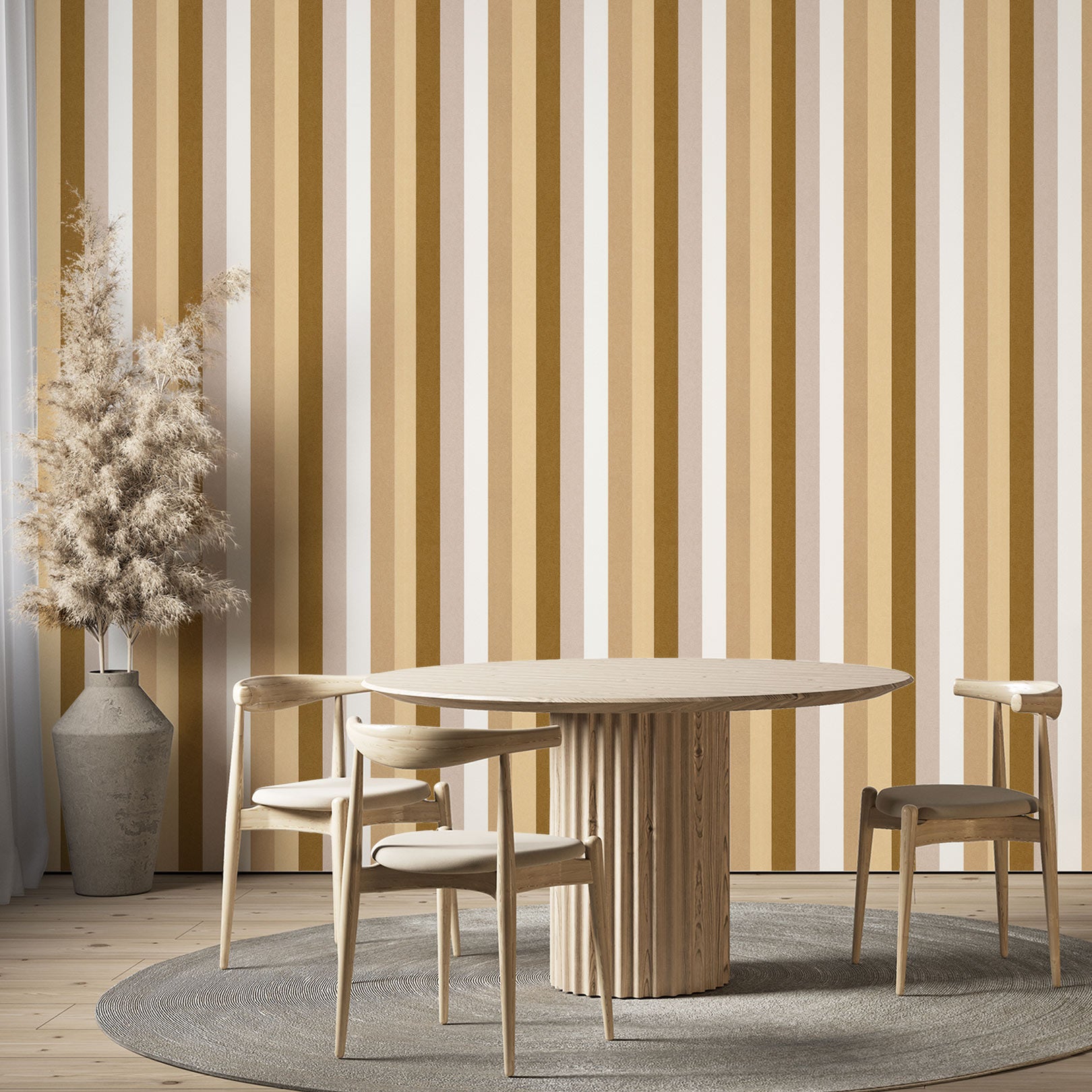 Strukturierte Tapete mit Streifen TRANSAT - SABLE/CAMEL beige mit braunem Akzent