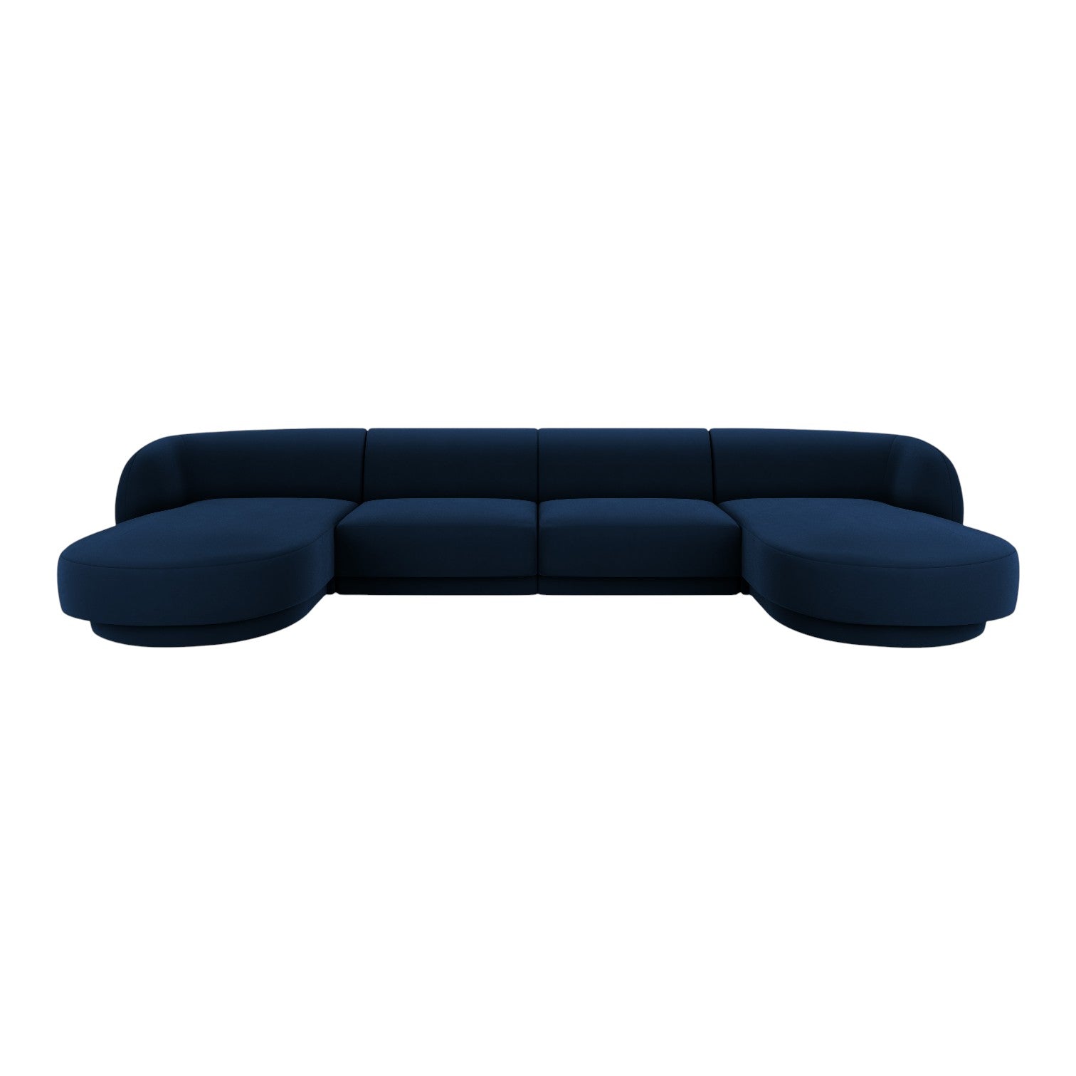 Velvet panoramic corner sofa for 5 people MILEY navy blue