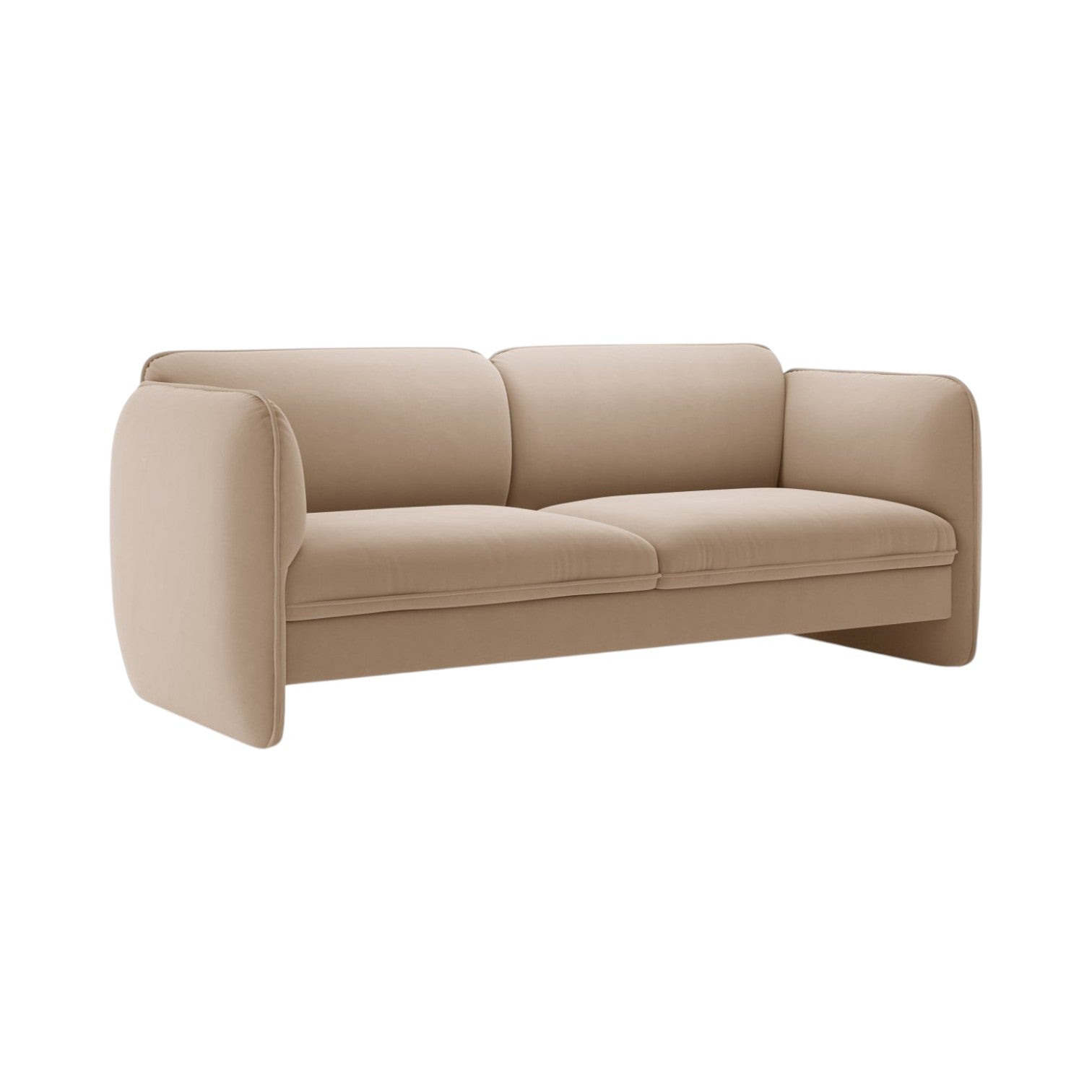 Georgia Almond Beige Velvet 3-Seater Sofa