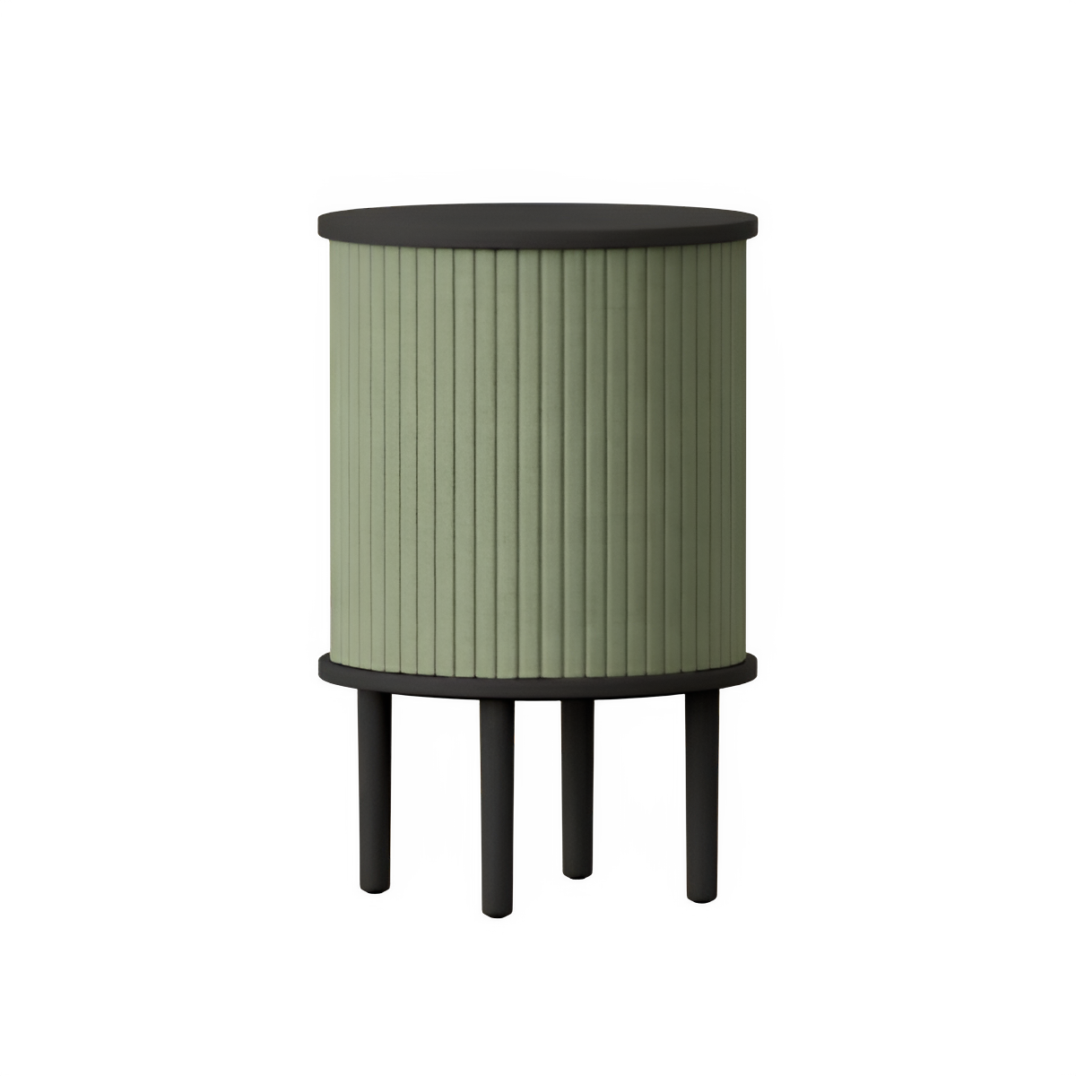 Audacieuze groene bijzettafel met zwart eikenhout