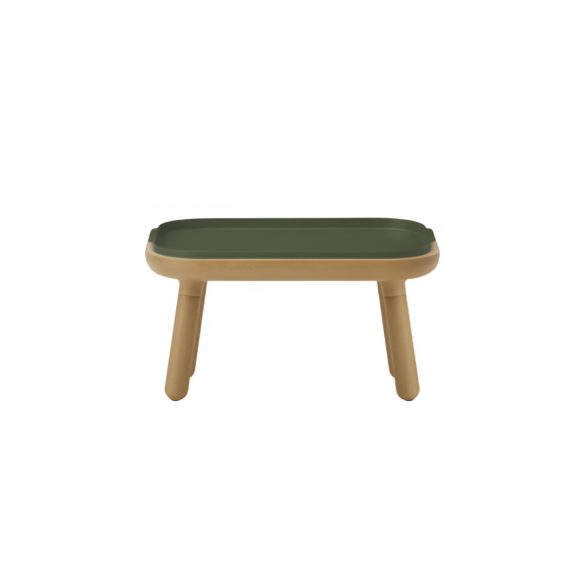 Groene PAFF salontafel met eiken basis