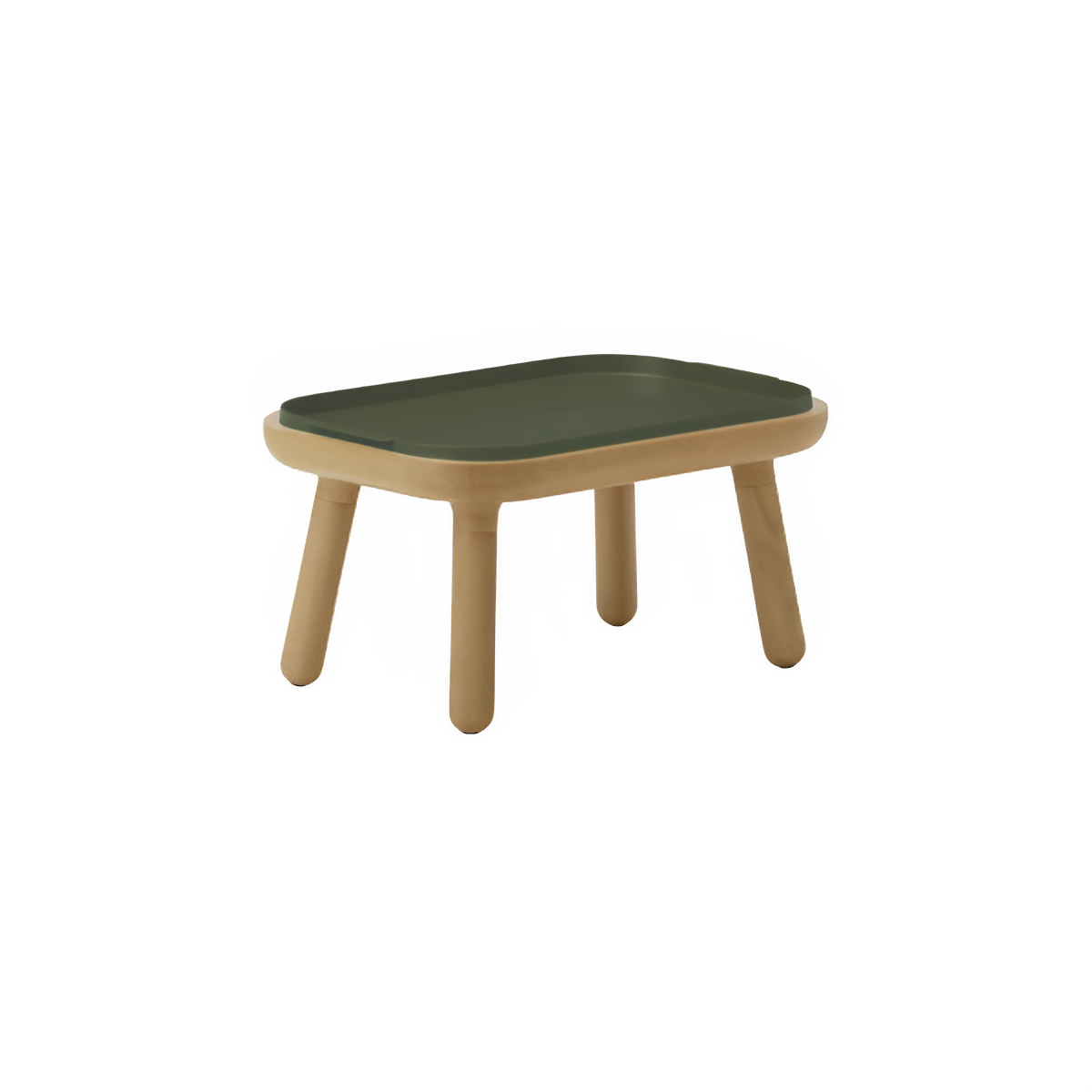 Groene PAFF salontafel met eiken basis