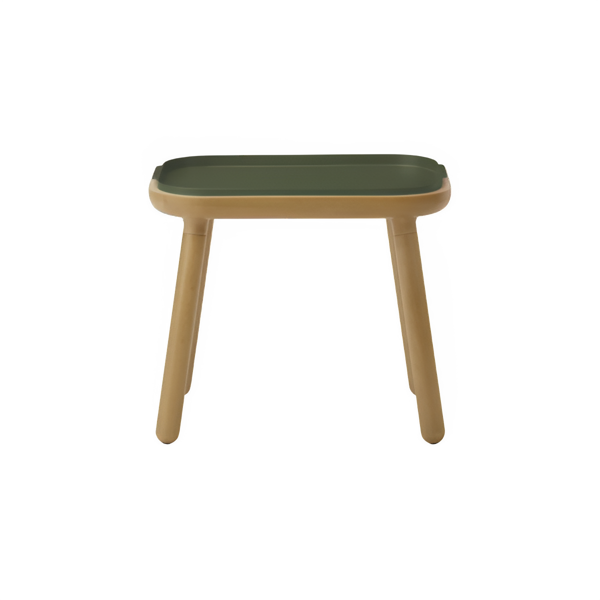 Groene PAFF tafel met eiken basis