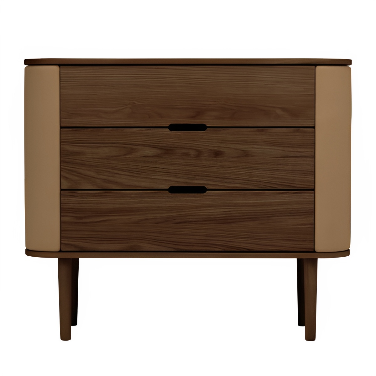 Schrank TREASURES karamellfarben mit dunklem Eichenfuß