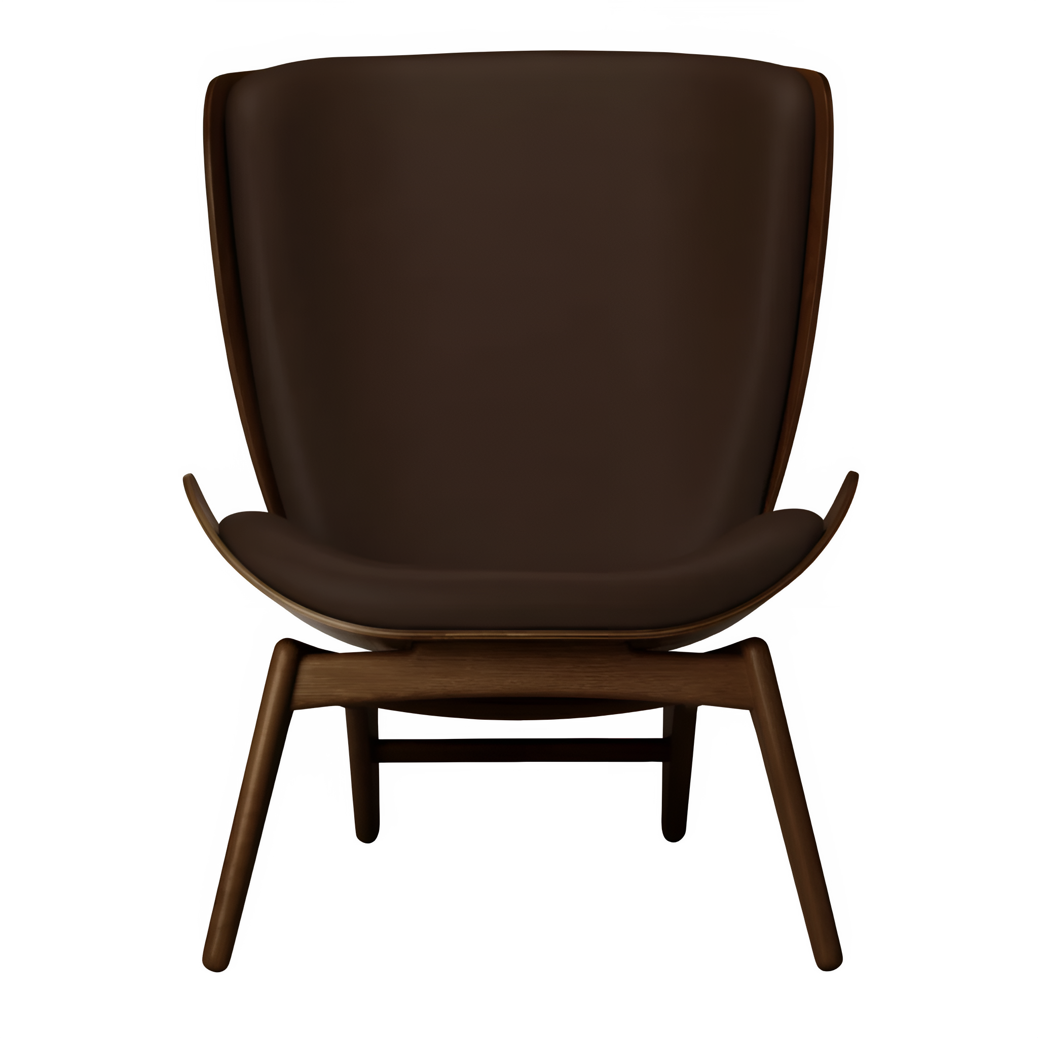 Sessel READER braunes Leder mit dunklem Eichenfuß